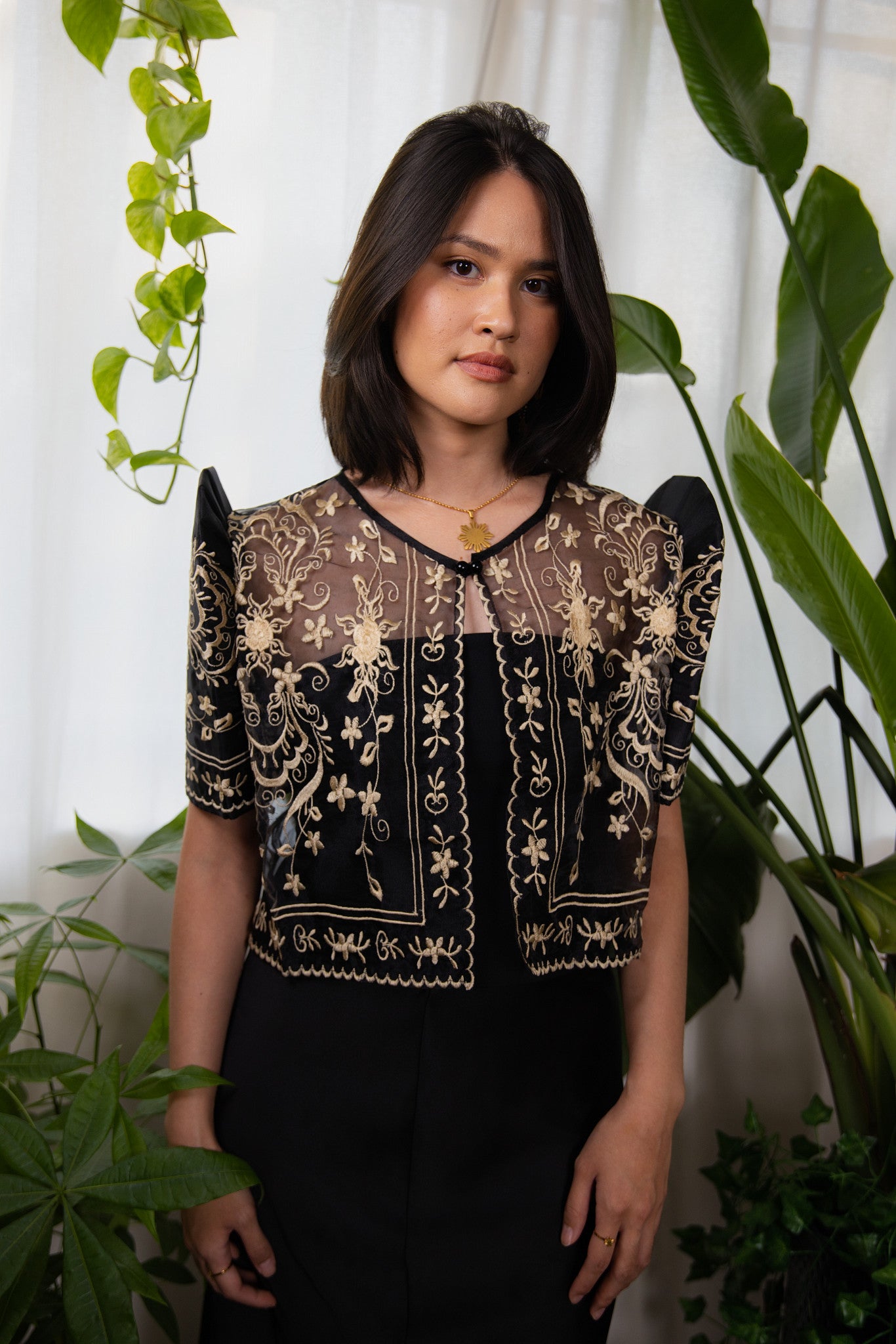 Ivory Sampaguita Bolero with Butterfly Sleeves
