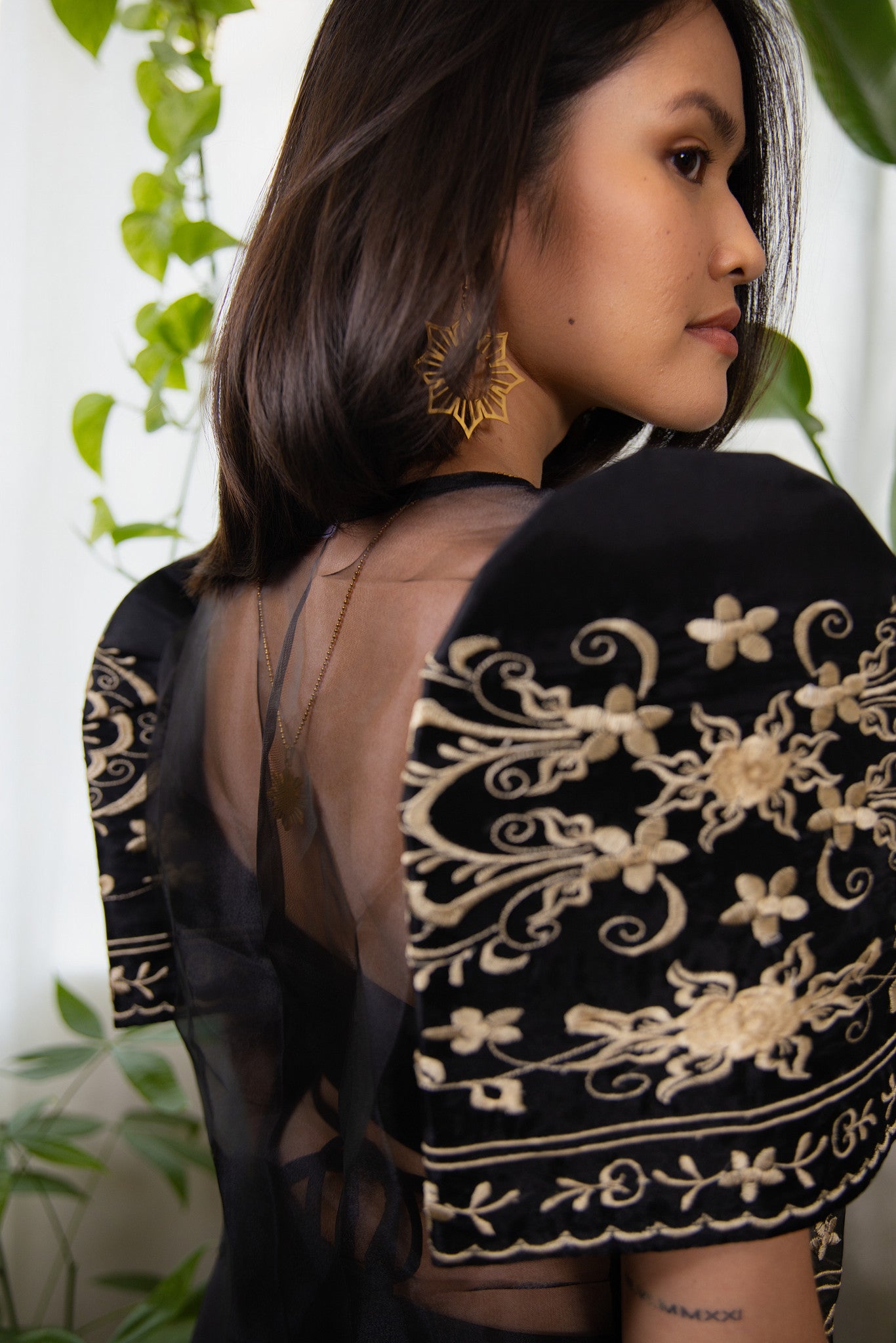 Ivory Sampaguita Bolero with Butterfly Sleeves