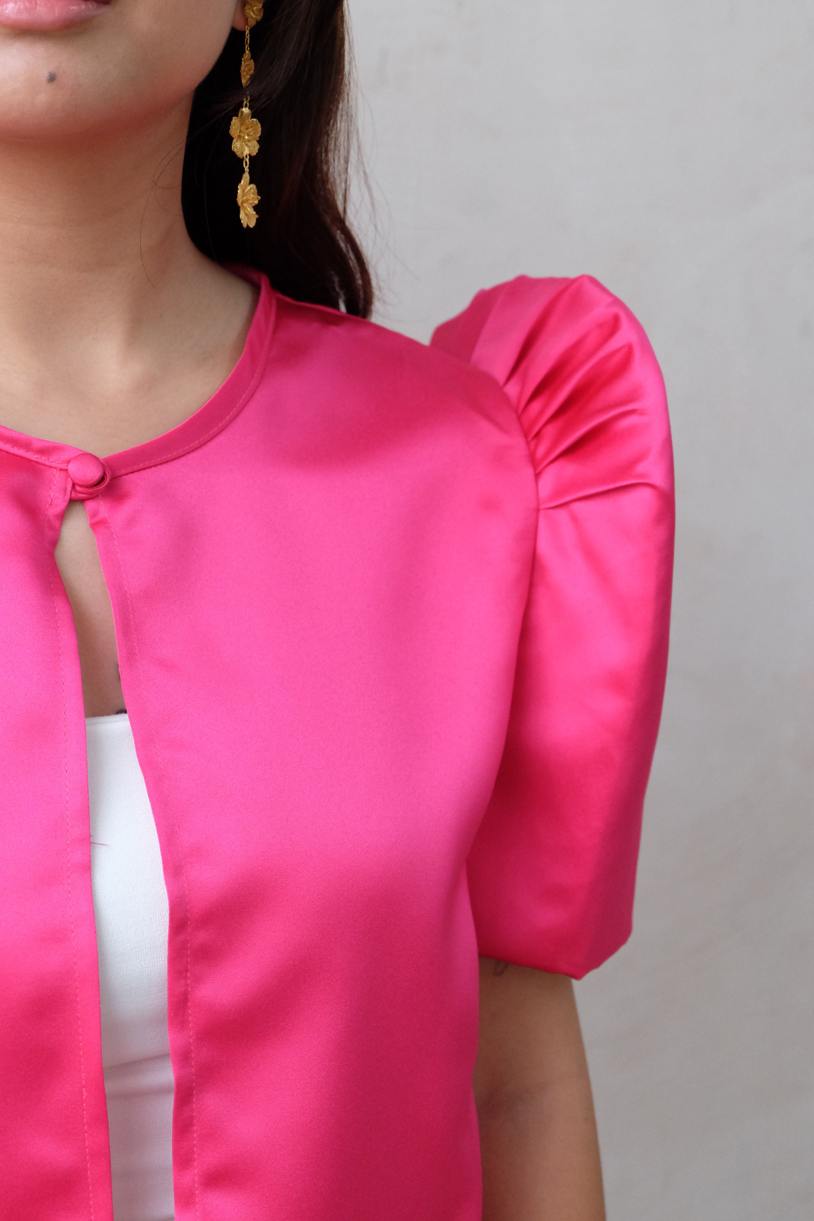 Satin Butterfly Sleeve Bolero - Fuchsia - Size S