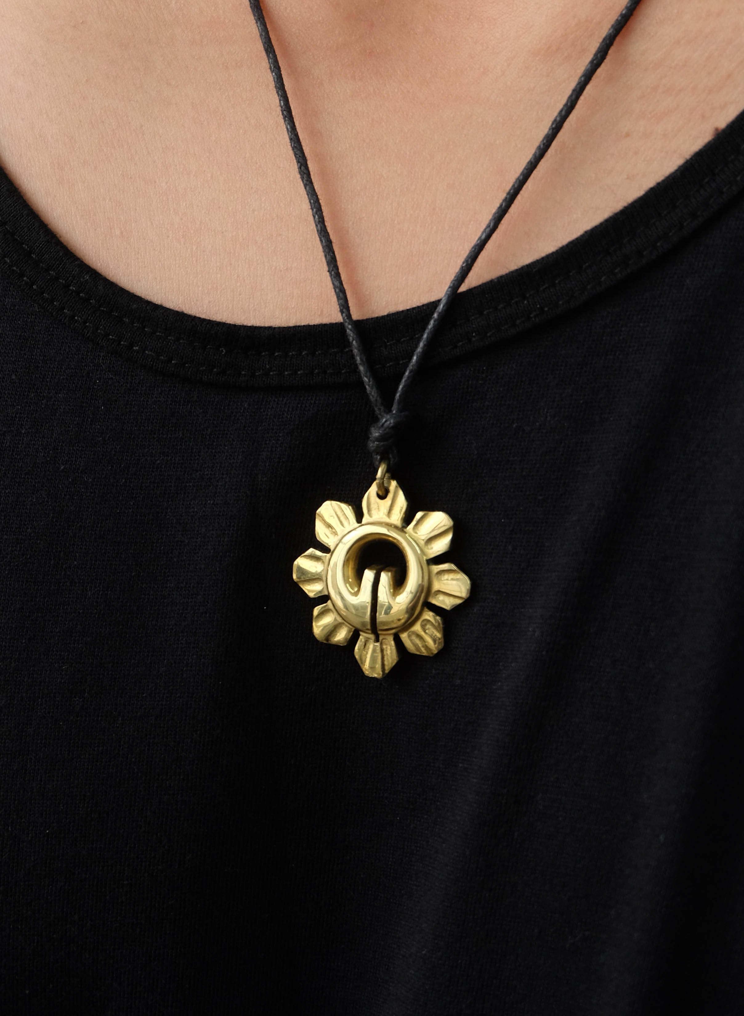 Philippine Sun Lingling-o Necklace - Brass | Filipino necklace | Narra Studio