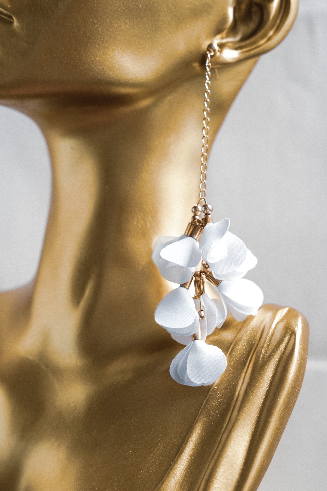 Bloom Drop in White Earrings