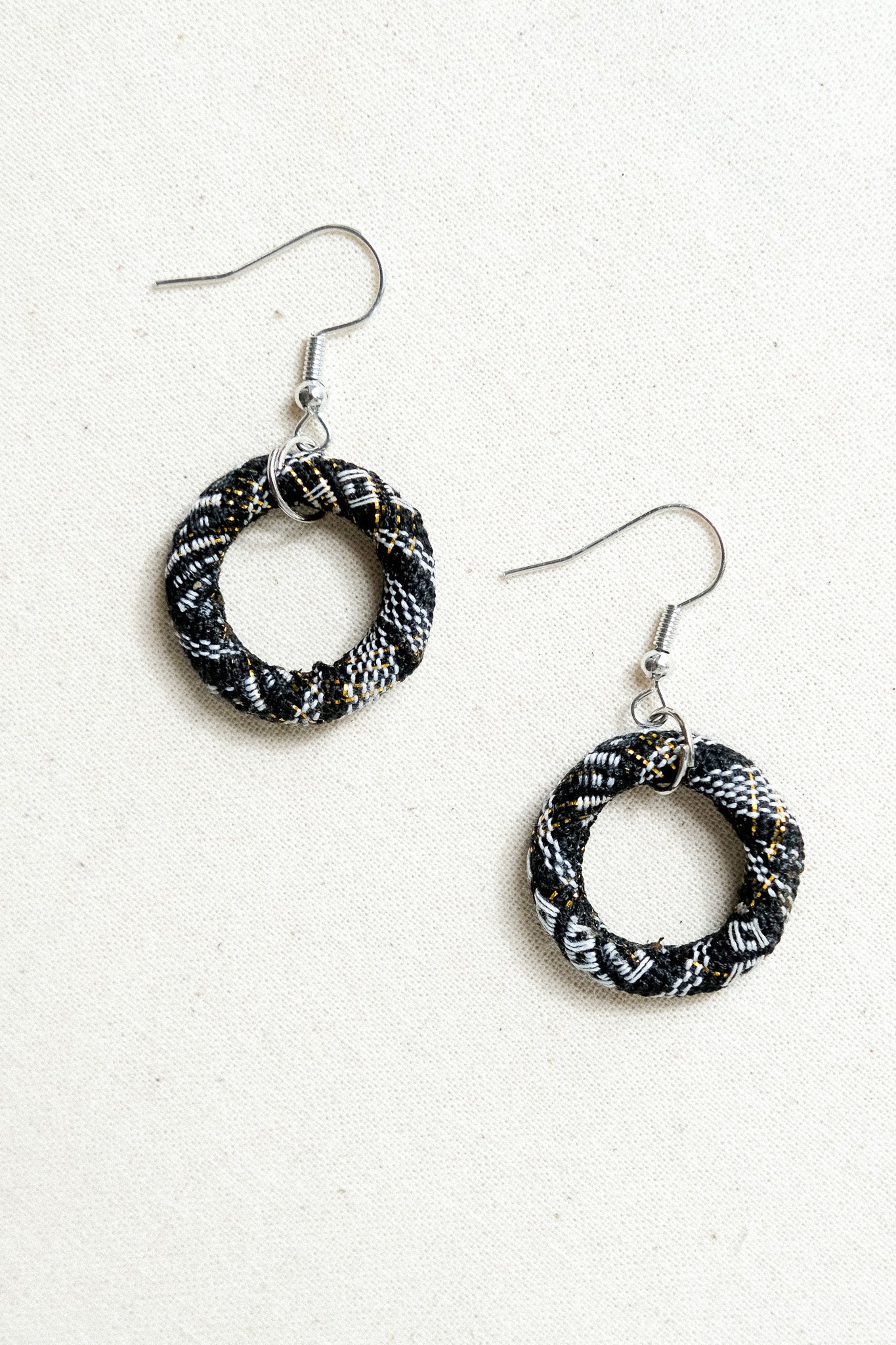 Handwoven Yakan Hoop Earrings - Small - Black