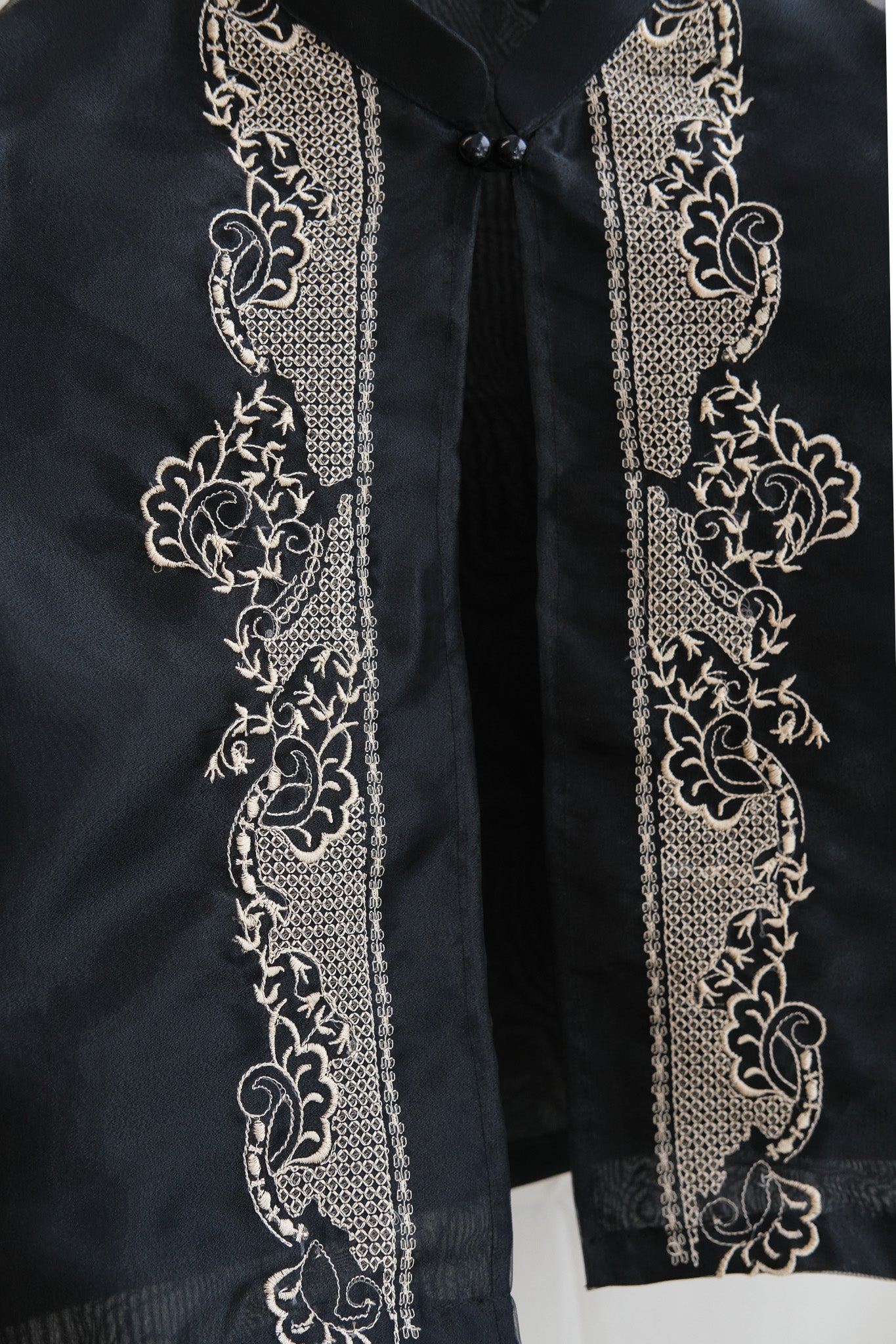 Black Leaf & Vine Bolero with Butterfly Sleeves