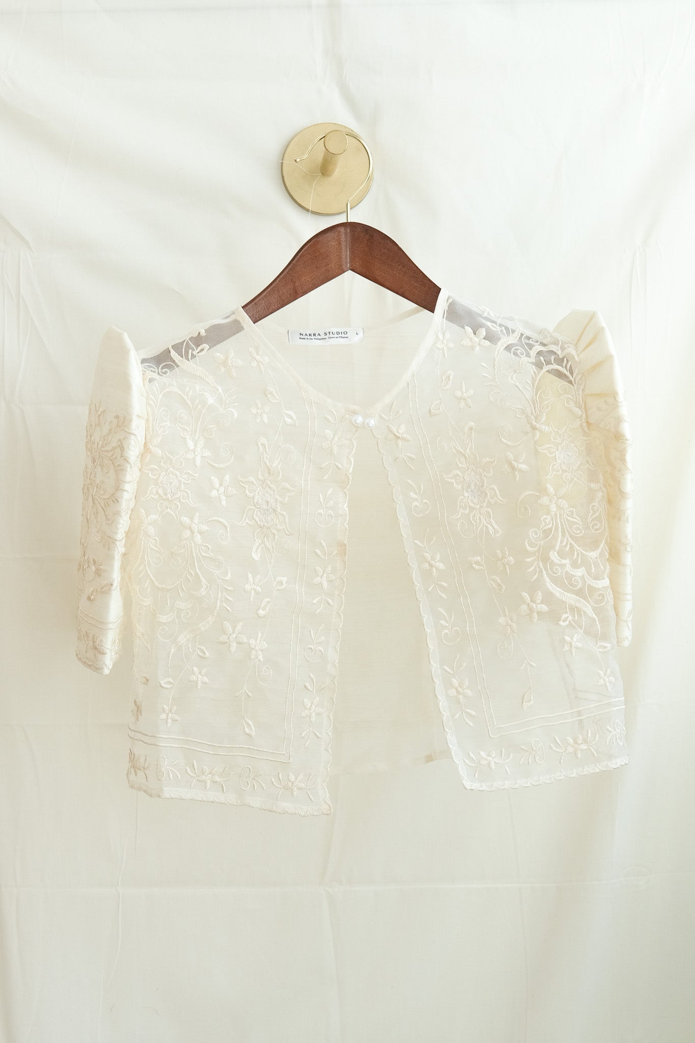Ivory Sampaguita Bolero with Butterfly Sleeves