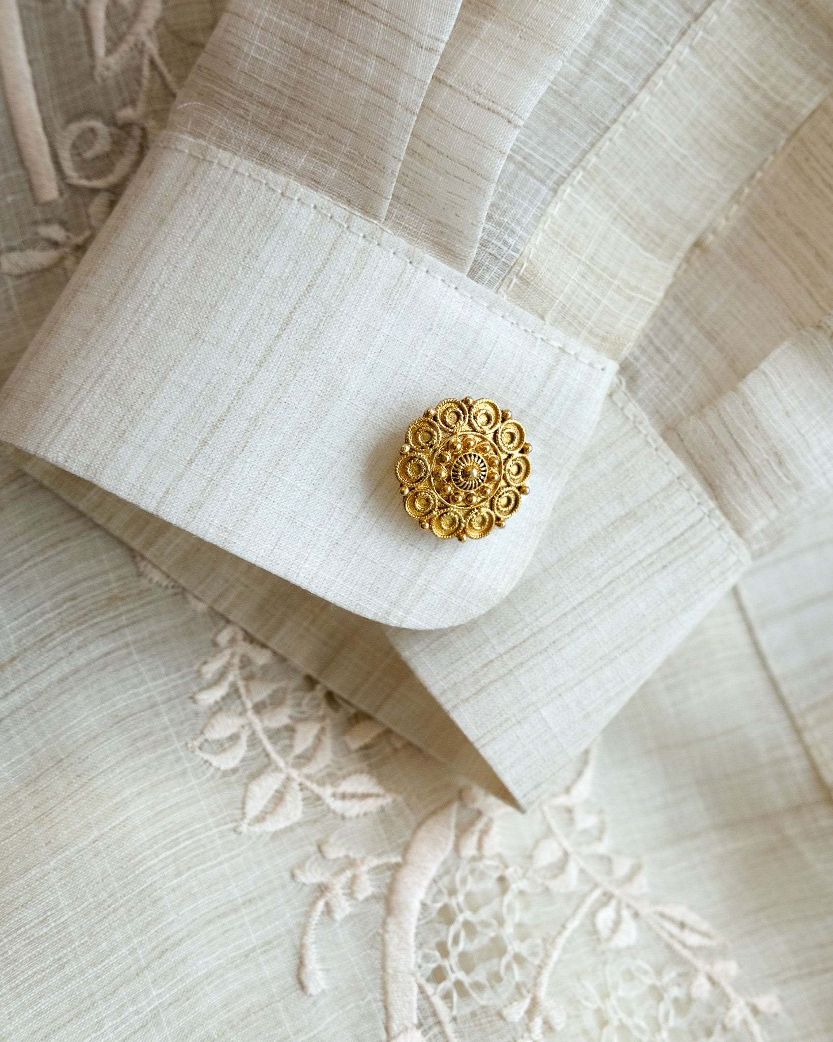 Brigido Filigree Cufflinks - Gold | Filipino cufflinks | Narra Studio
