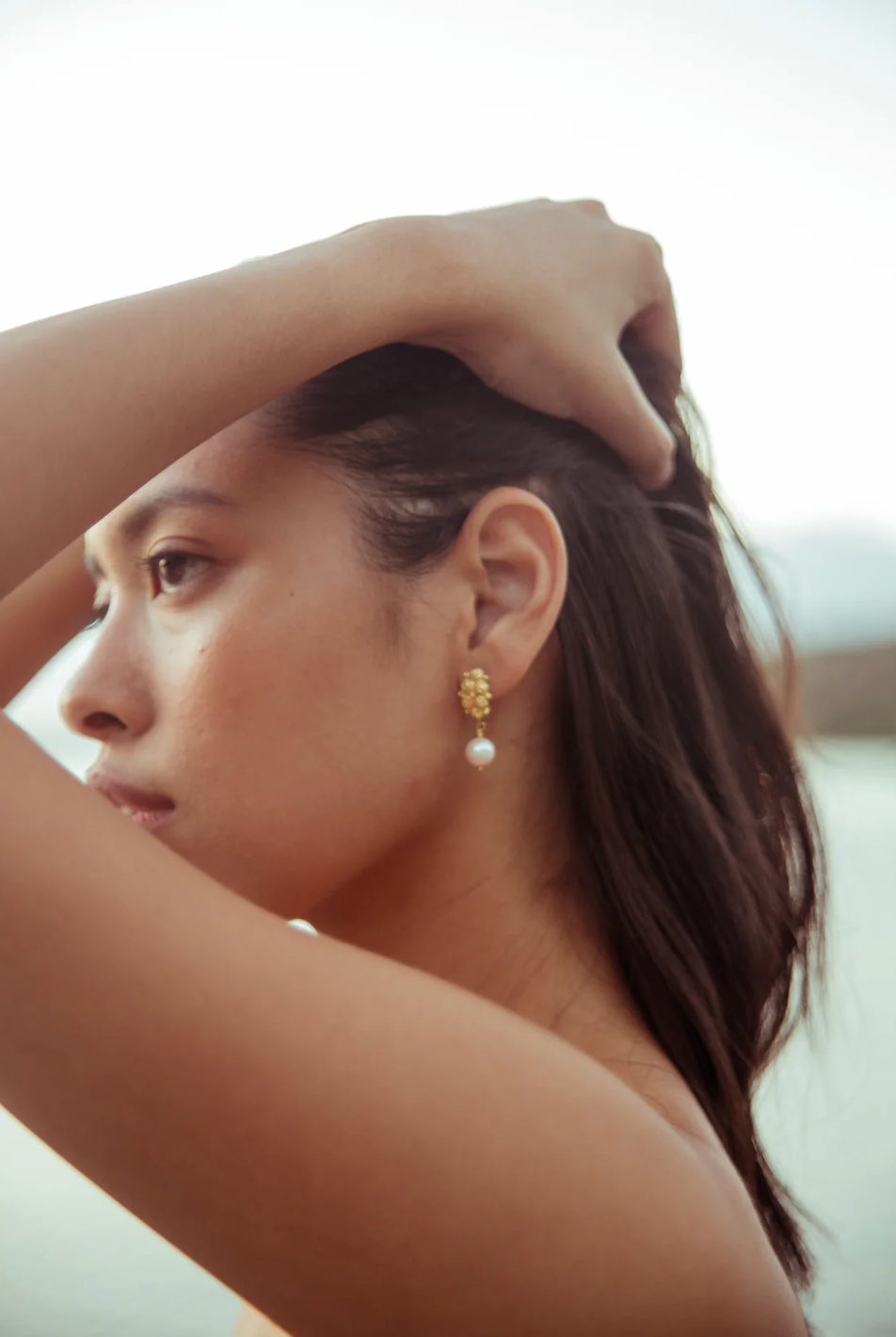 Modern Filipiniana-Estela Rosita Pearl Drops - Large - Narra Studio-available in NYC USA