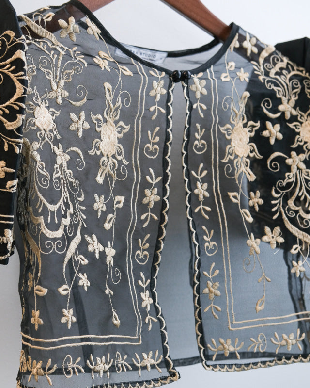 Black Sampaguita Bolero with Butterfly Sleeves women’s blouse