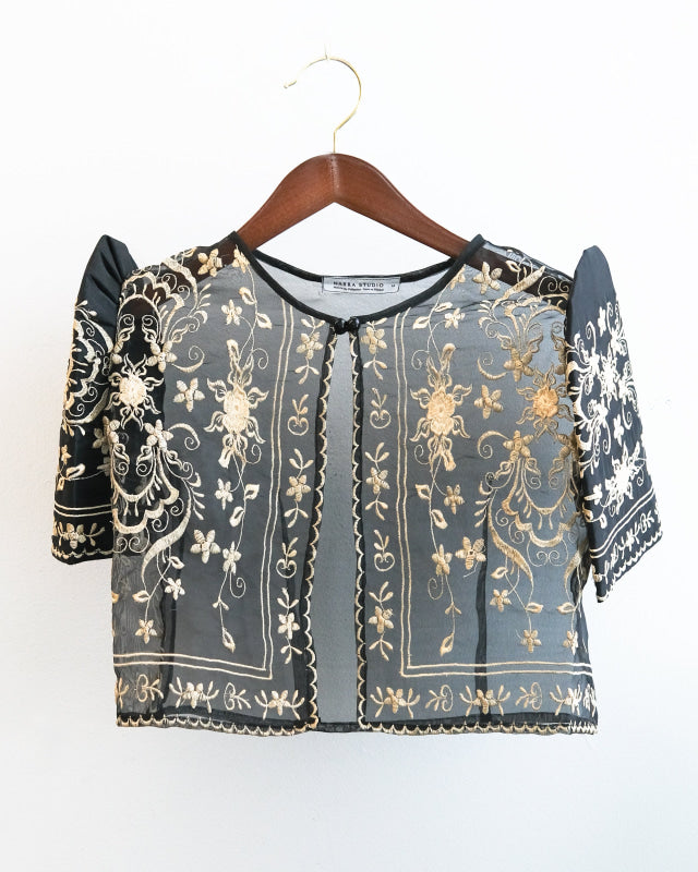 Black Sampaguita Bolero with Butterfly Sleeves women’s blouse