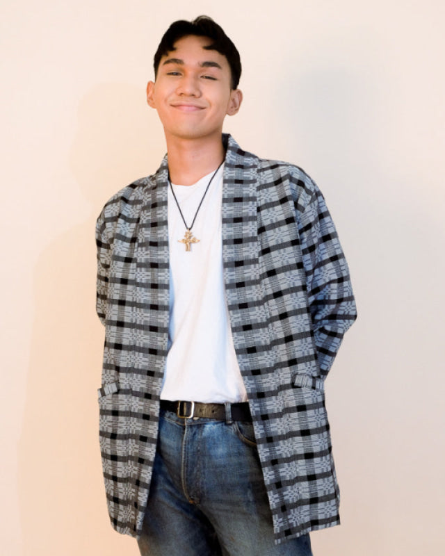 Handwoven Binakol Jacket - Black Grid Unisex Jacket