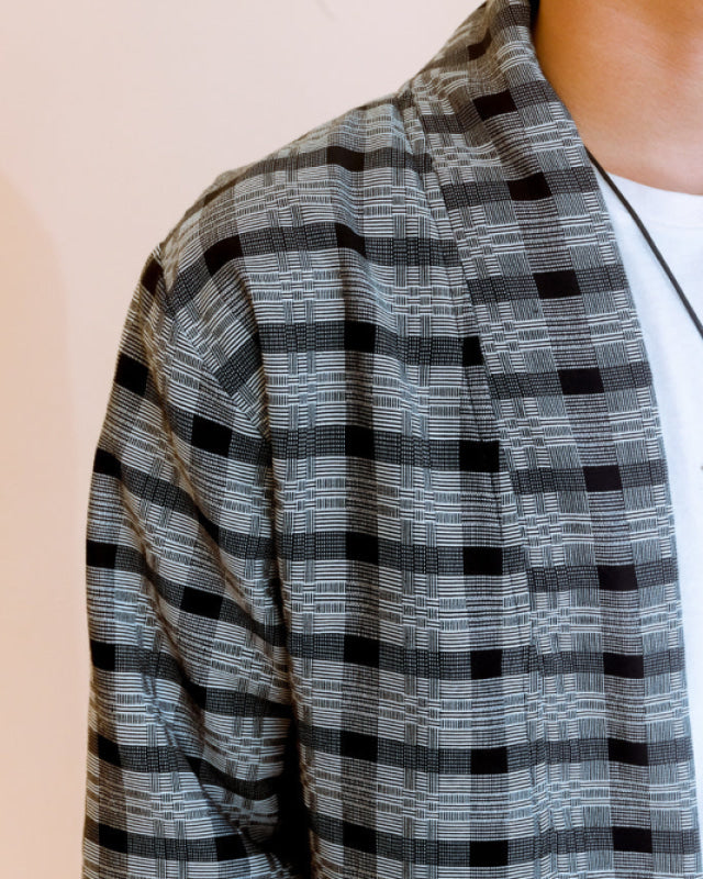 Handwoven Binakol Jacket - Black Grid Unisex Jacket