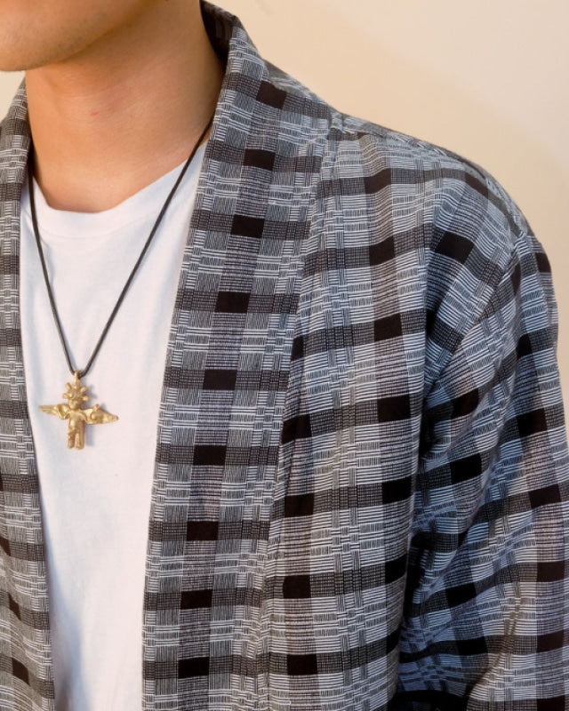 Handwoven Binakol Jacket - Black Grid Unisex Jacket
