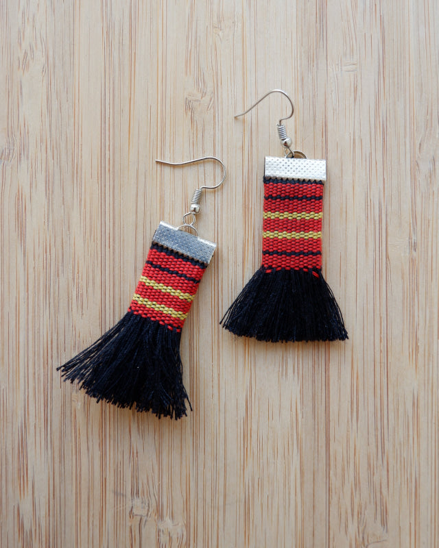 Handwoven Kalinga Tassel Earrings - Black Womens Earrings