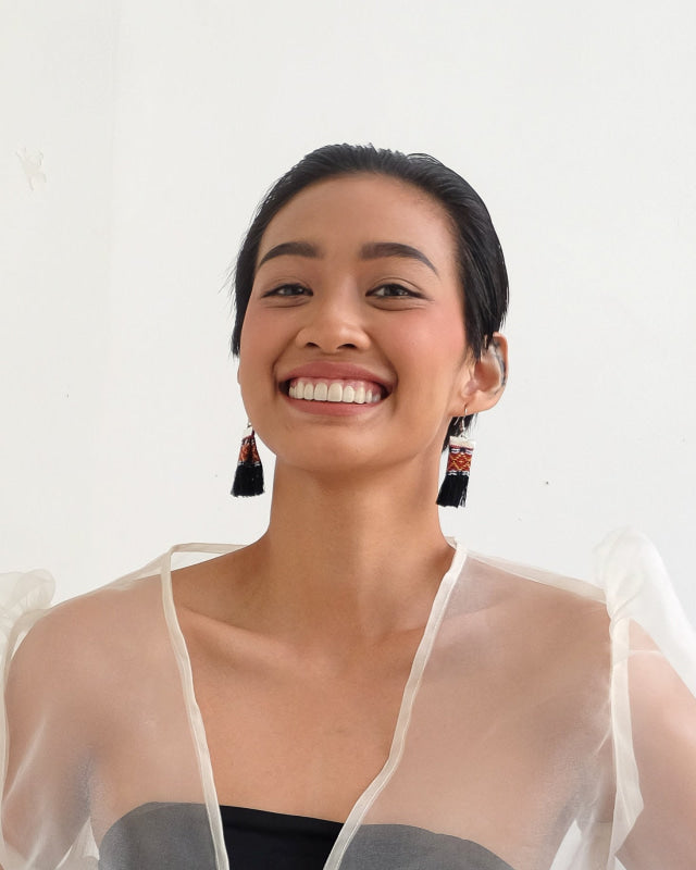 Handwoven Kalinga Tassel Earrings - Black Womens Earrings