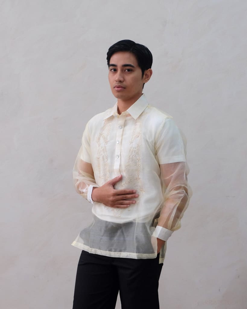 Sheer Organza Barong Tagalog Mens Shirt