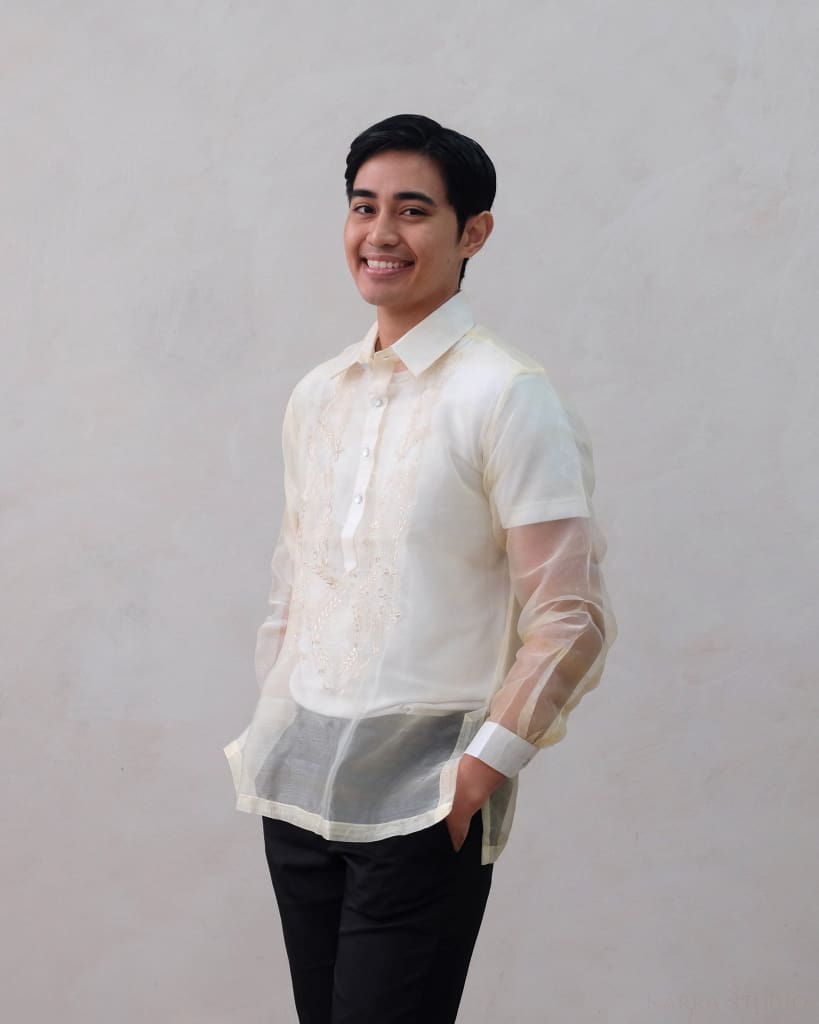 Sheer Organza Barong Tagalog Mens Shirt