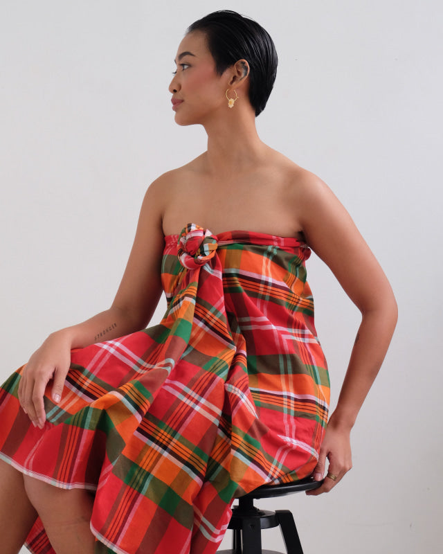 Red Checked Multicolor Patadyong | Filipino malong | Narra Studio