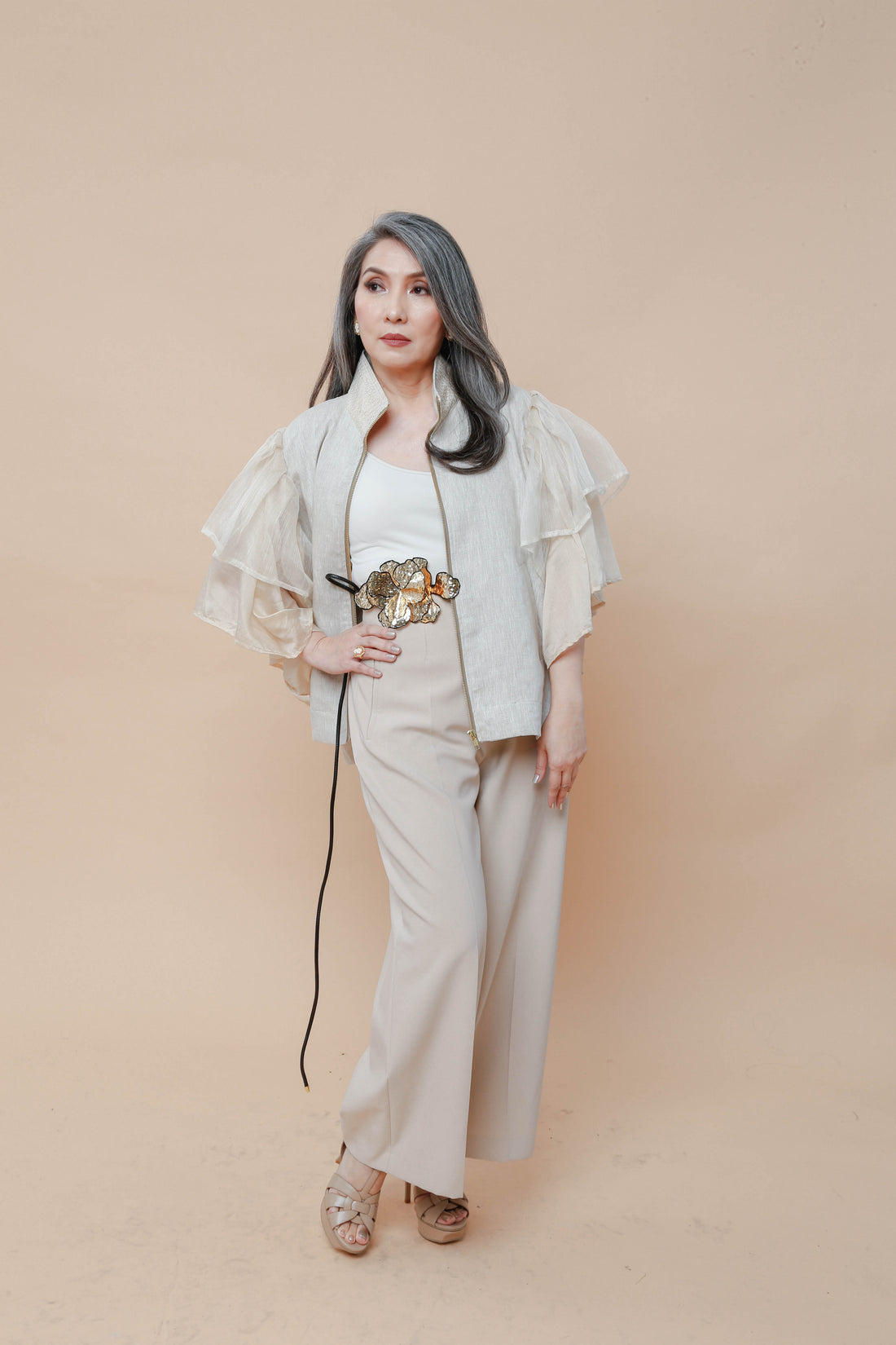 Modern Filipiniana-Gantimpala linen Large with Calado - Narra Studio-available in NYC USA