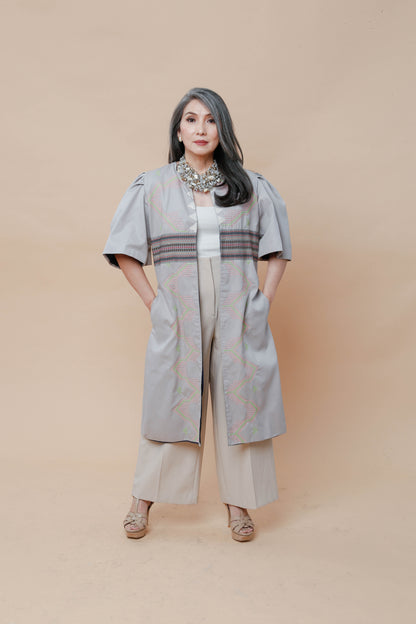 Modern Filipiniana-VP Leni Trench with Nesif Embroidery - Narra Studio-available in NYC USA