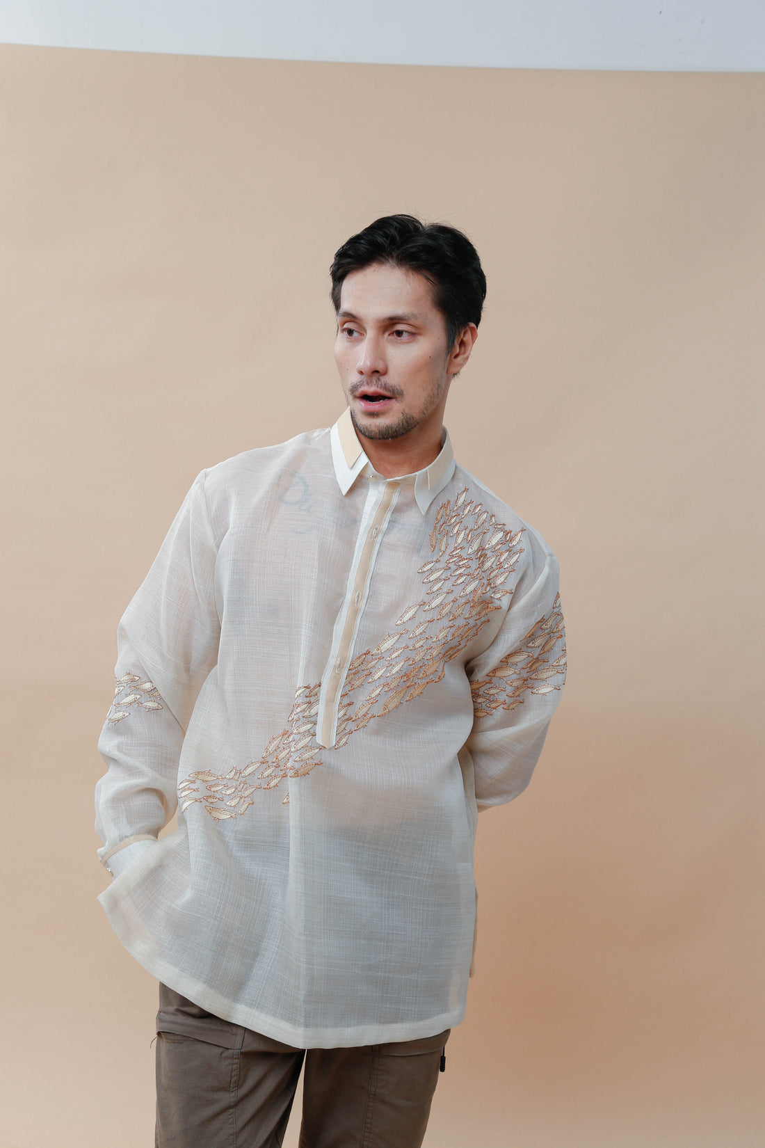 Modern Filipiniana-Sagana Barong - Narra Studio-available in NYC USA