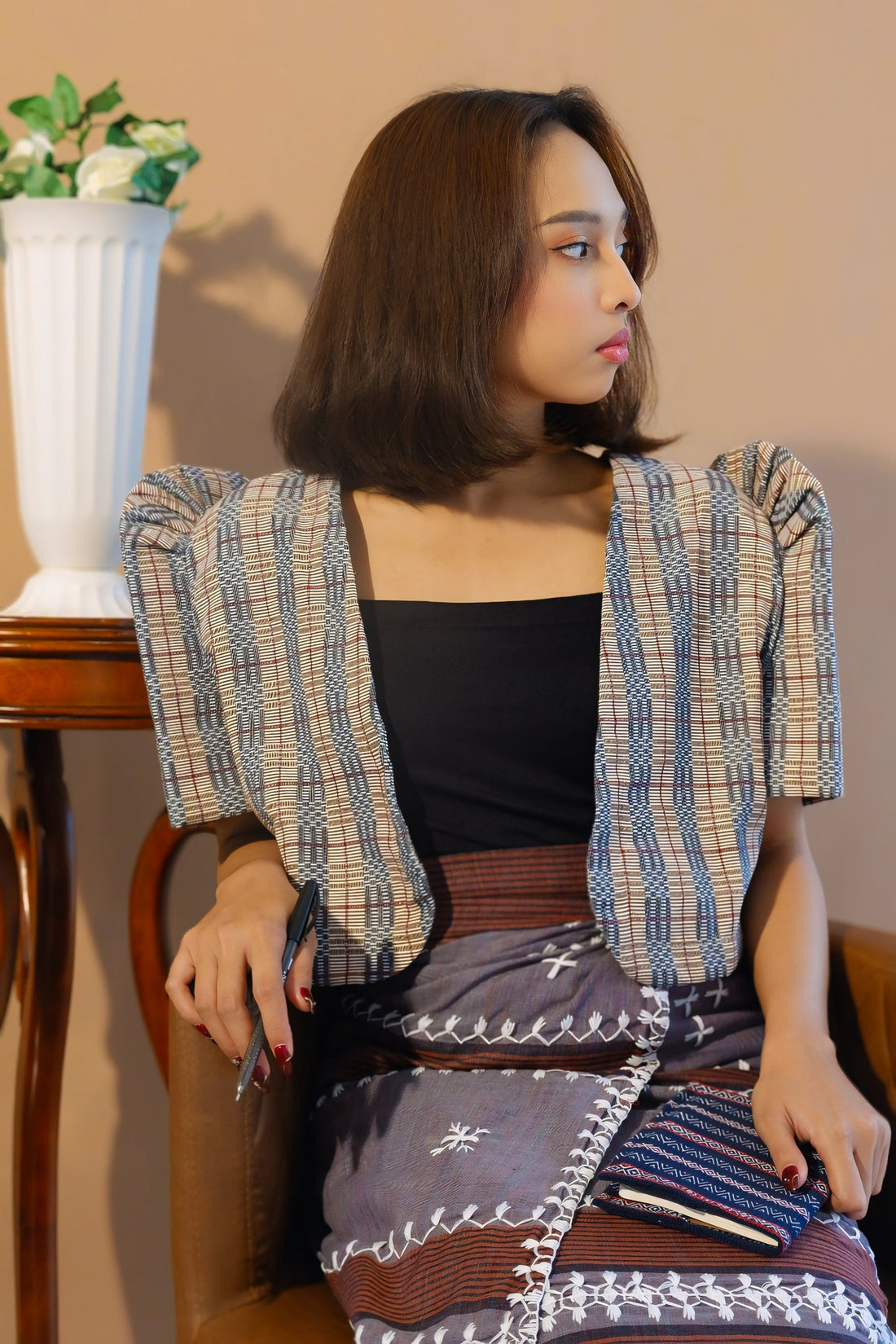 Handwoven Binakol Cropped Bolero - Mocha Women’s Blouse