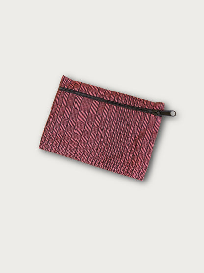 Handwoven Zipper Pouch - Dark Pink