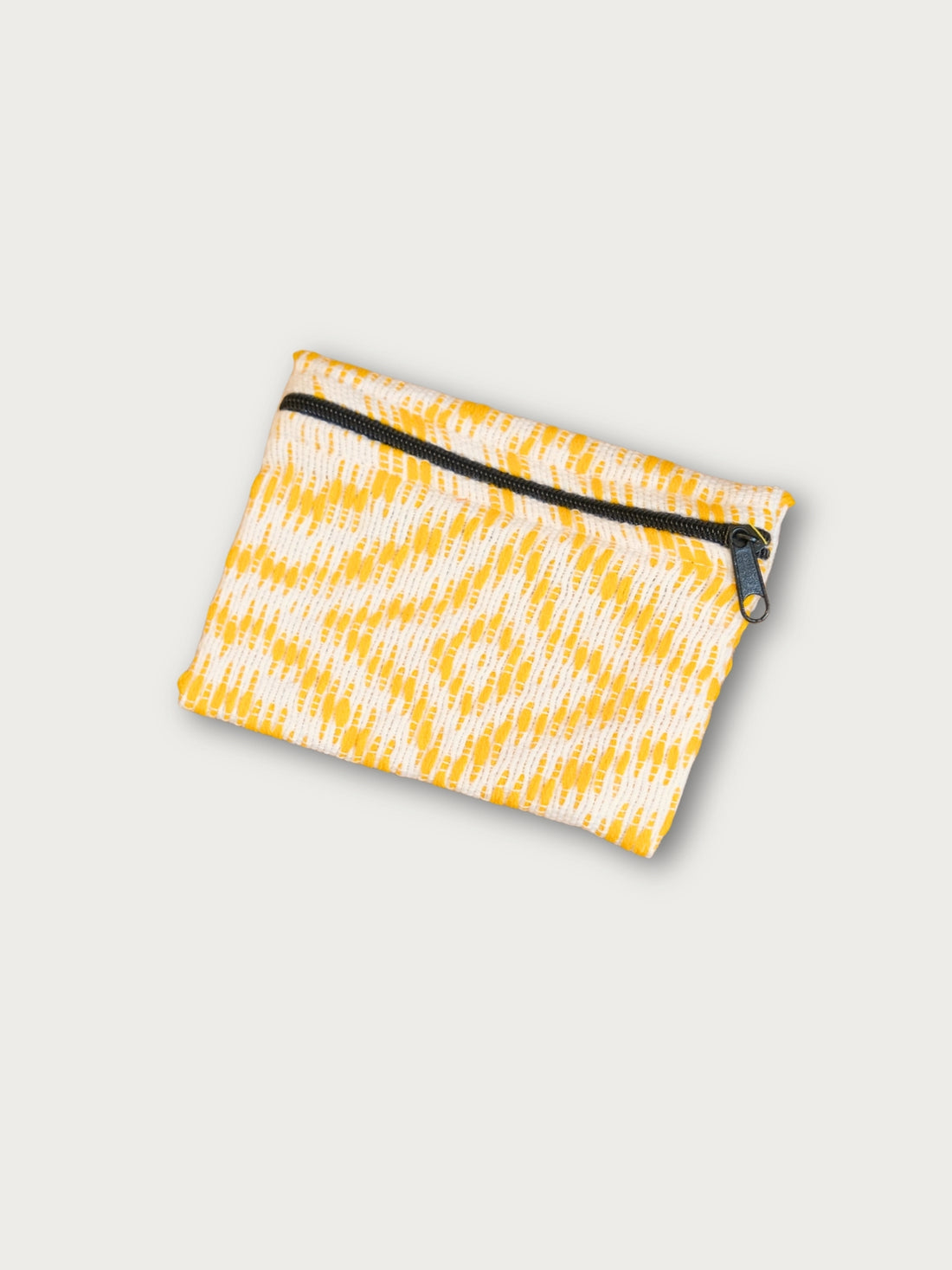Handwoven Zipper Pouch - Yellow &amp; White