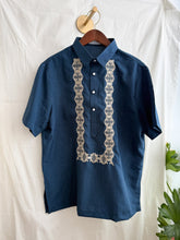 Modern Filipiniana-Casual Barong - Medium Blue - Narra Studio-available in NYC USA