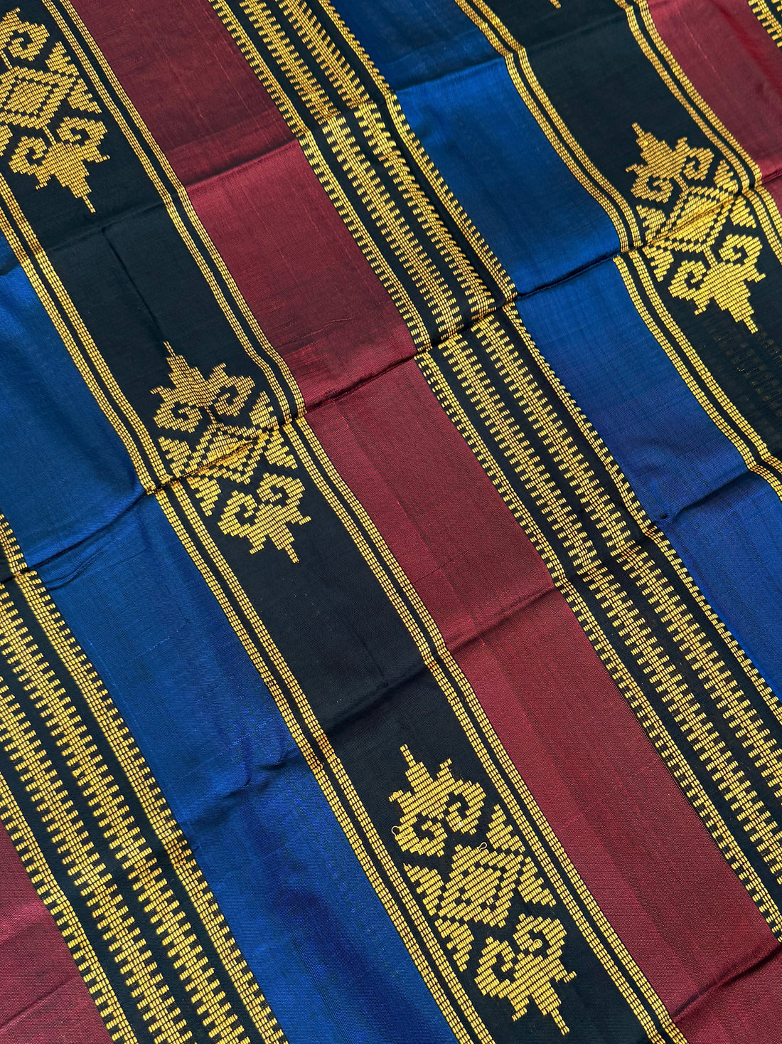 Handwoven Malong - Maroon, Black, Blue Striped