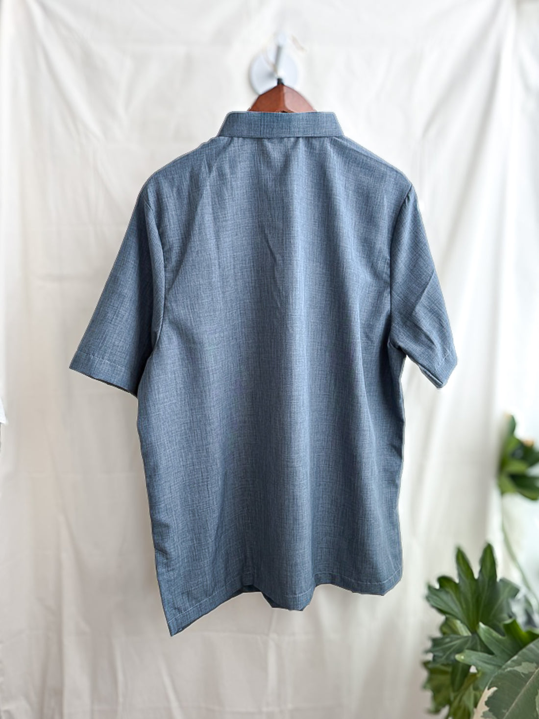 Modern Filipiniana-Casual Barong - Blue Gray - Narra Studio-available in NYC USA