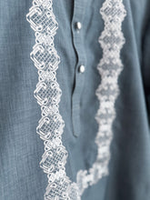 Modern Filipiniana-Casual Barong - Blue Gray - Narra Studio-available in NYC USA