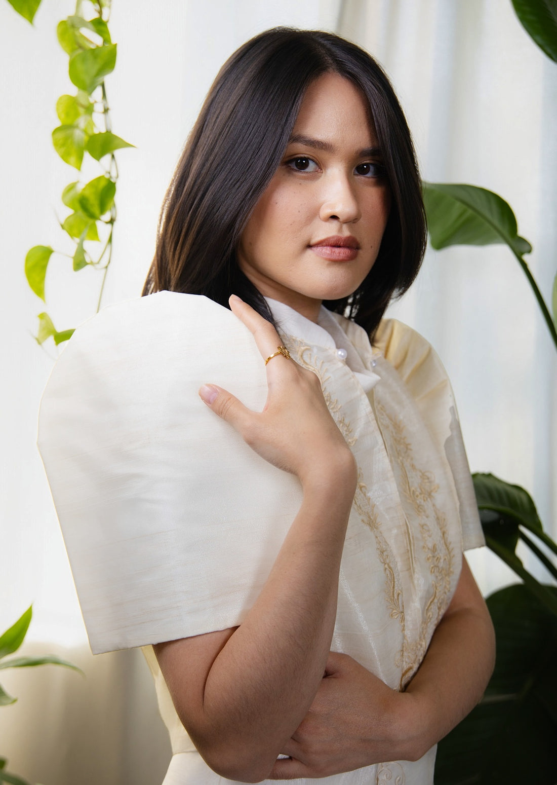 Cream Flower &amp; Vine Bolero with Butterfly Sleeves