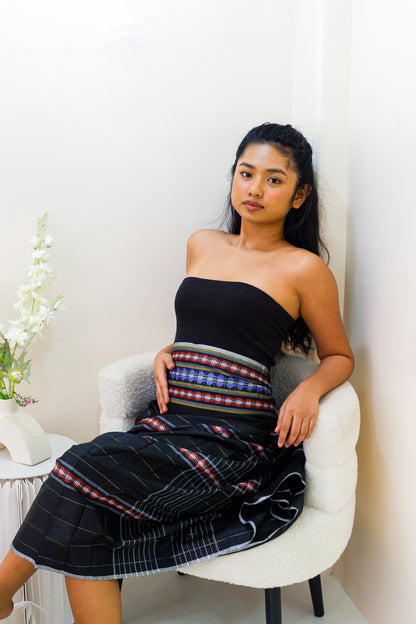 Modern Filipiniana-Silky Malong - Black - Narra Studio-available in NYC USA