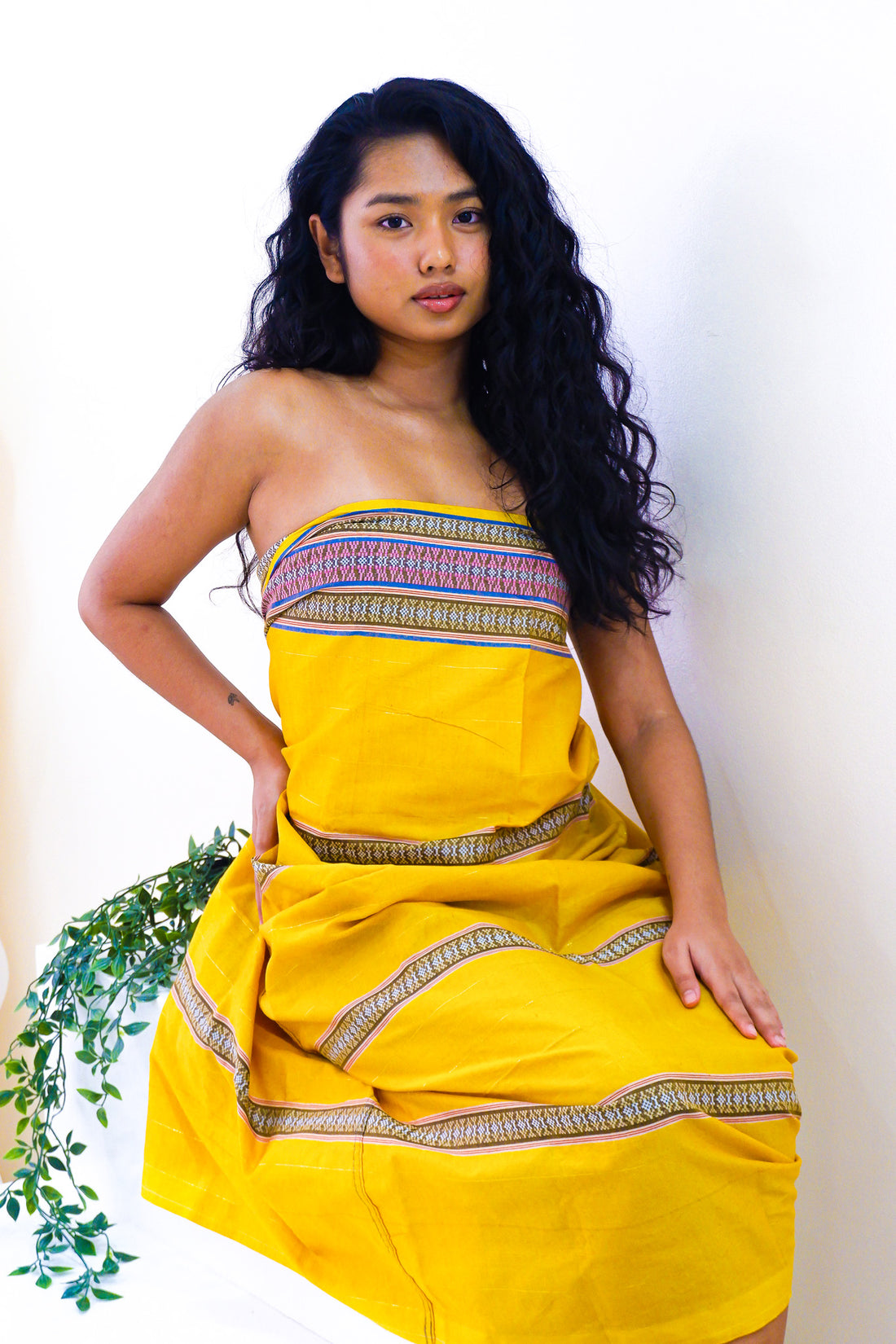 Modern Filipiniana-Silky Malong - Golden Yellow - Narra Studio-available in NYC USA