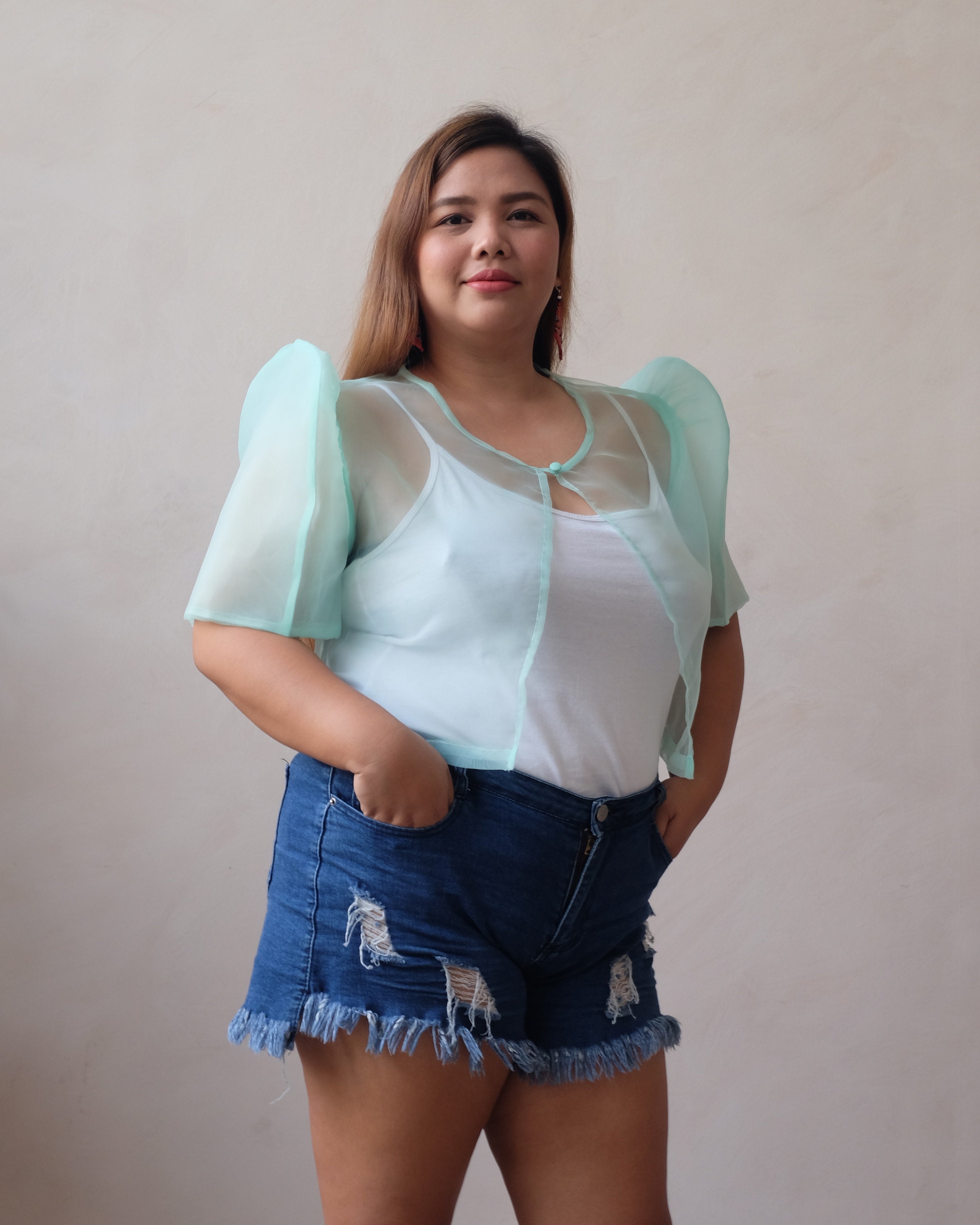 Sheer Butterfly Sleeve Bolero - Seafoam Green | Narra Studio