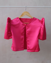 Modern Filipiniana-Satin Butterfly Sleeve Bolero - Fuchsia - Narra Studio-available in NYC USA