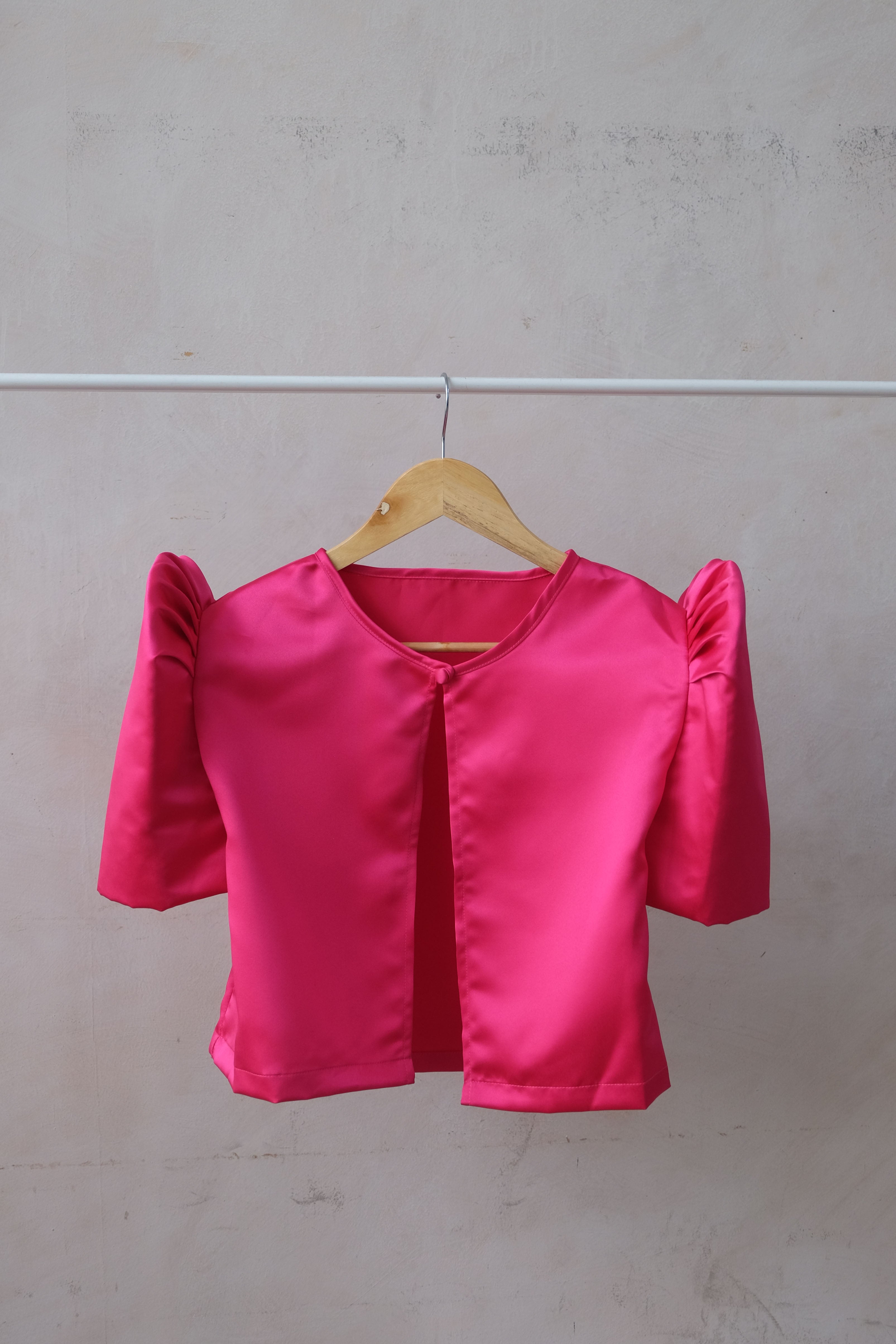Satin Butterfly Sleeve Bolero - Fuchsia - Size S