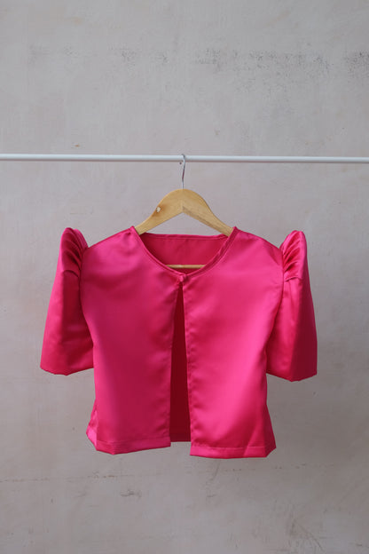 Modern Filipiniana-Satin Butterfly Sleeve Bolero - Fuchsia - Narra Studio-available in NYC USA