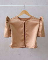 Modern Filipiniana-Satin Butterfly Sleeve Bolero - Champagne - Size S - Narra Studio-available in NYC USA