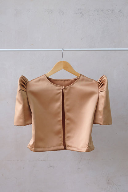 Modern Filipiniana-Satin Butterfly Sleeve Bolero - Champagne - Size S - Narra Studio-available in NYC USA