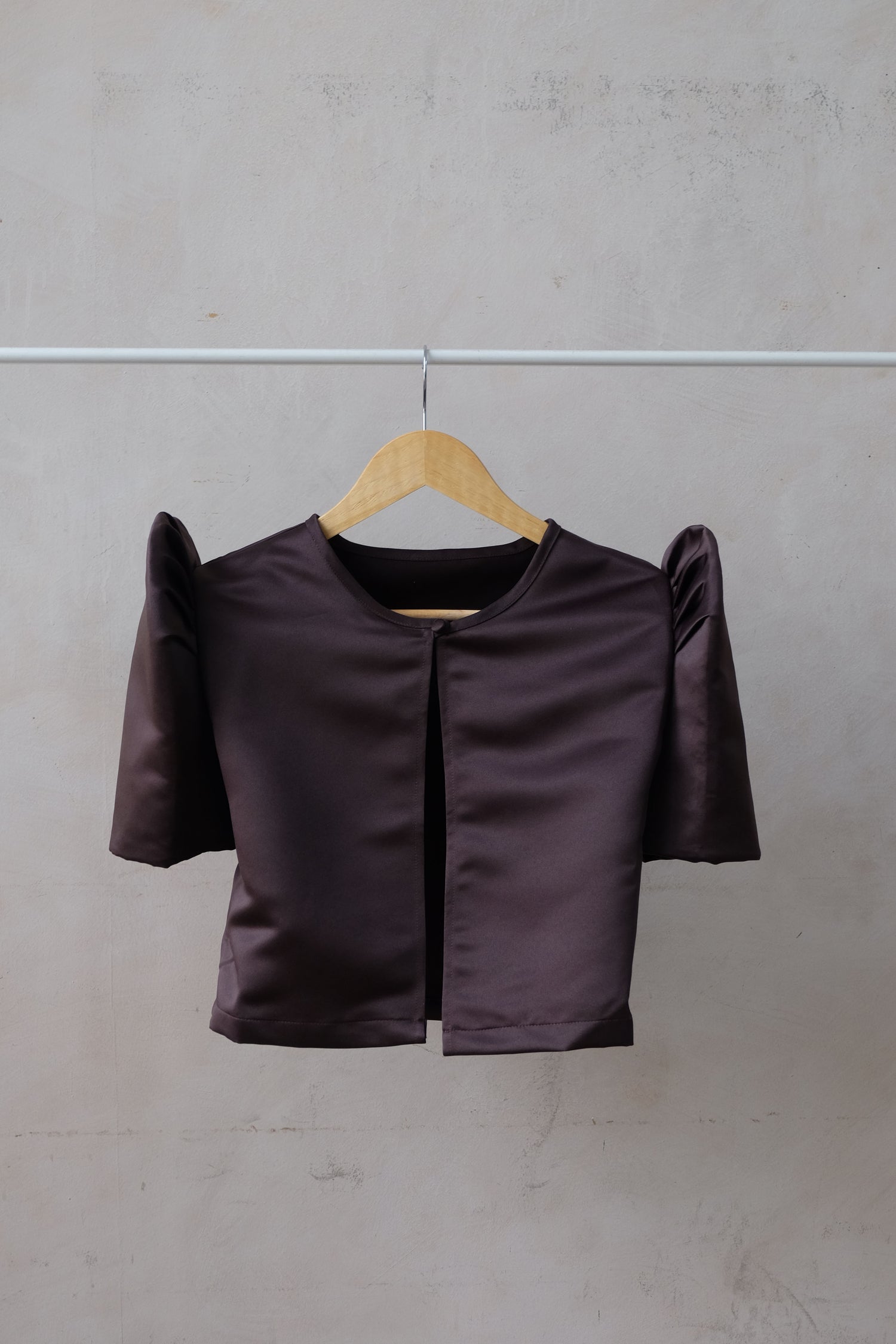 Satin Butterfly Sleeve Bolero - Plum - Size S