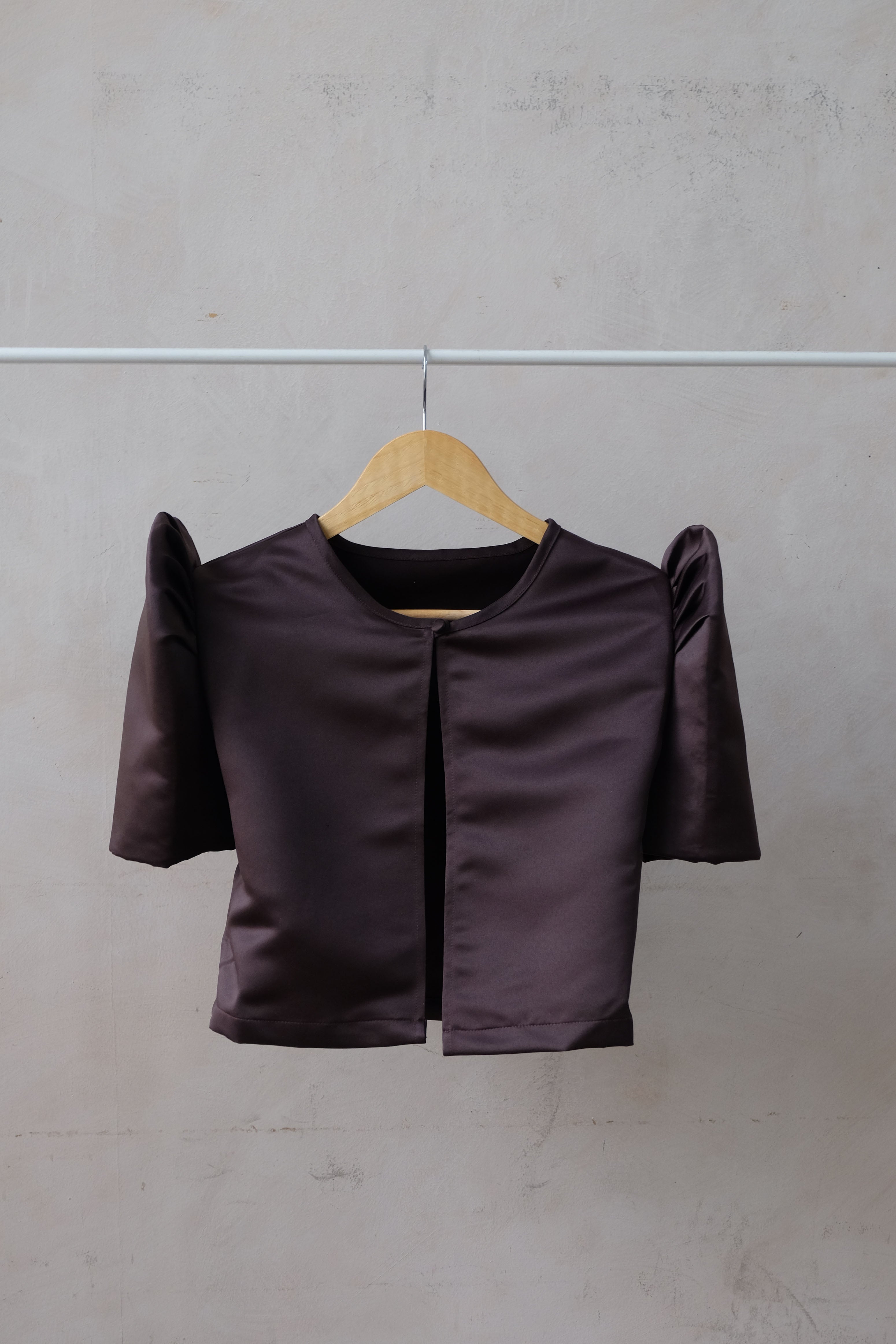 Satin Butterfly Sleeve Bolero - Plum - Size S