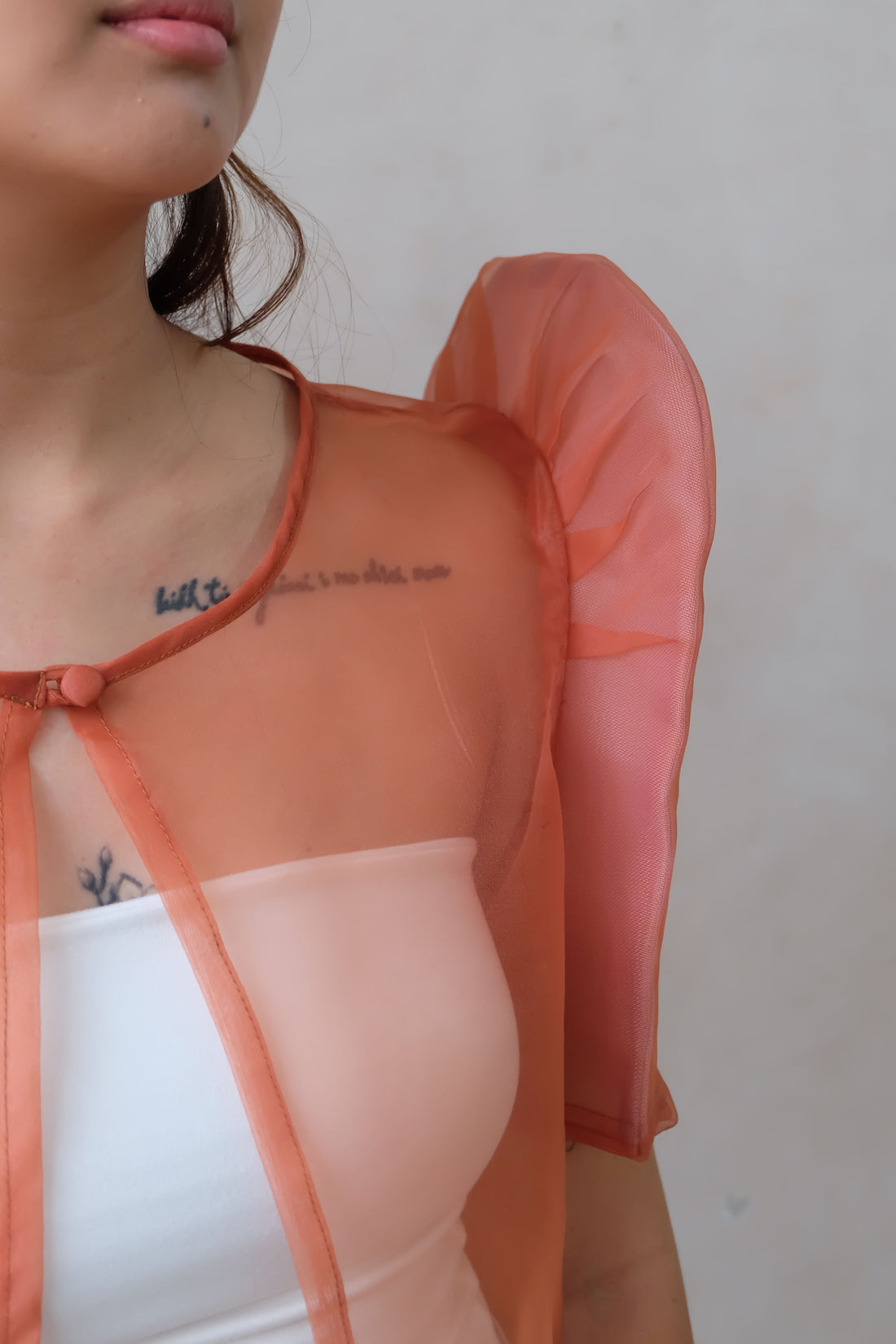 Sheer Butterfly Sleeve Bolero - Orange - Size S