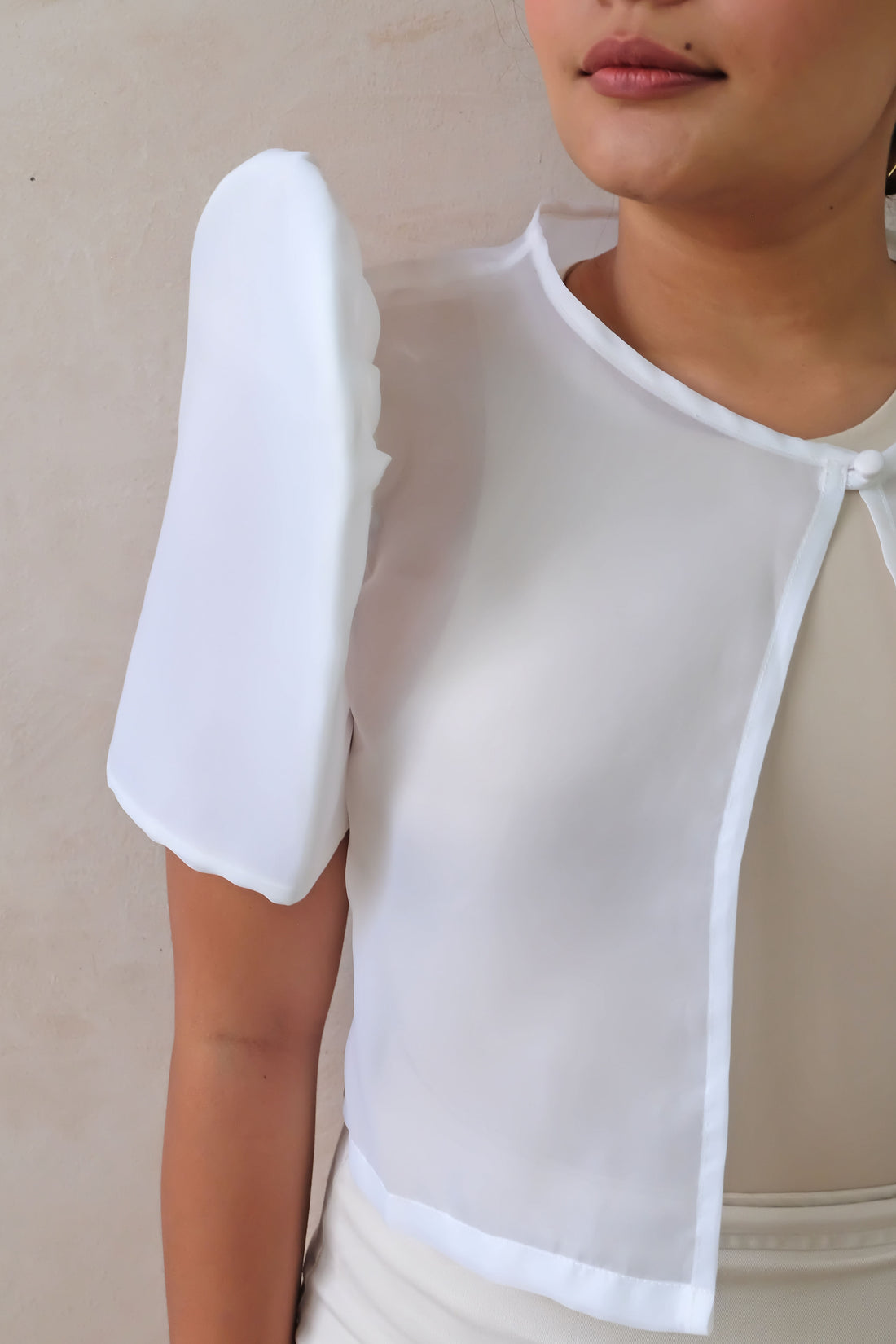 Sheer Butterfly Sleeve Bolero - White - Size S