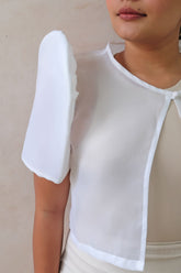 Modern Filipiniana-Sheer Butterfly Sleeve Bolero - White - Size S - Narra Studio-available in NYC USA