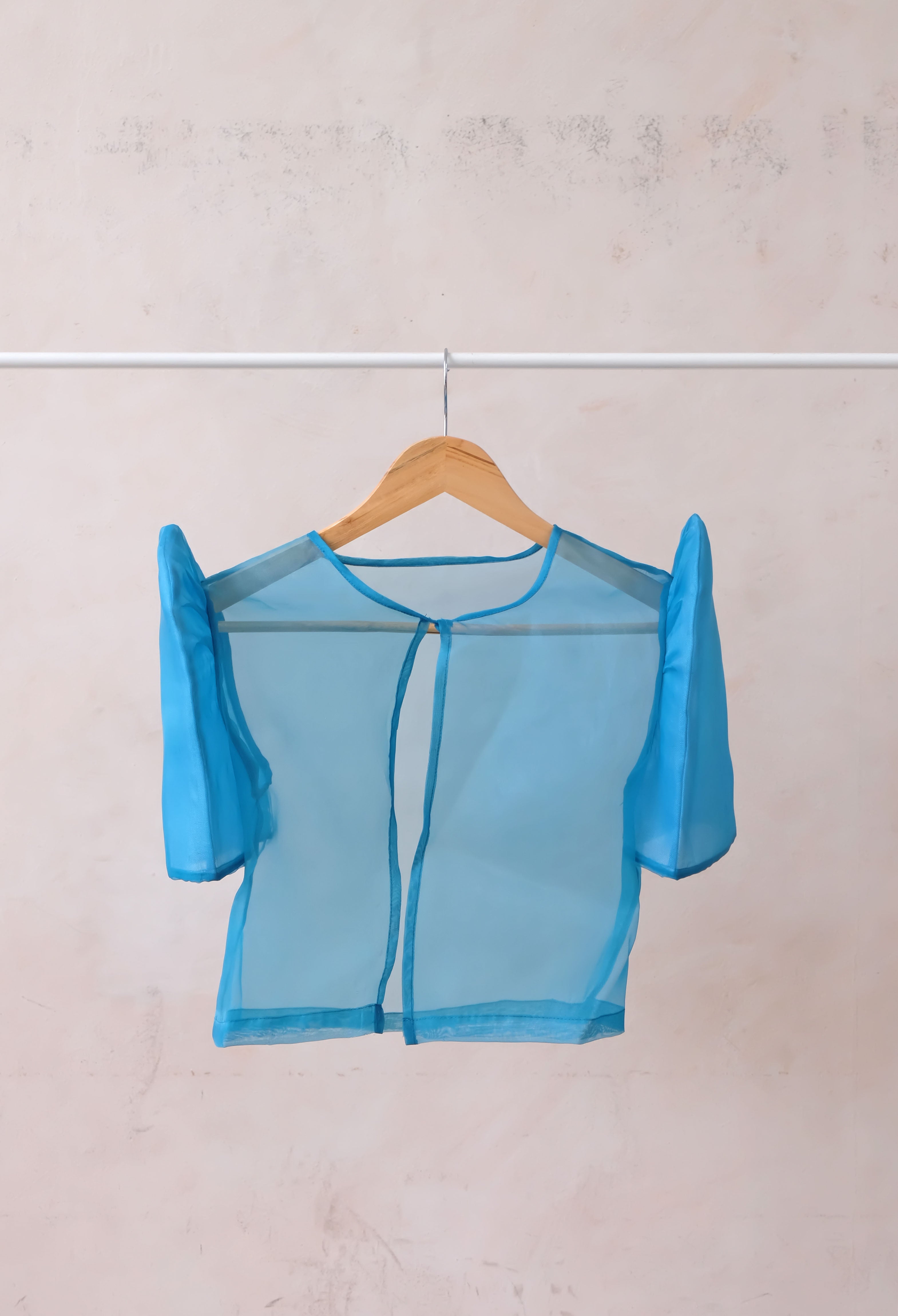 Modern Filipiniana-Sheer Butterfly Sleeve Bolero - Ocean Blue - Size S - Narra Studio-available in NYC USA