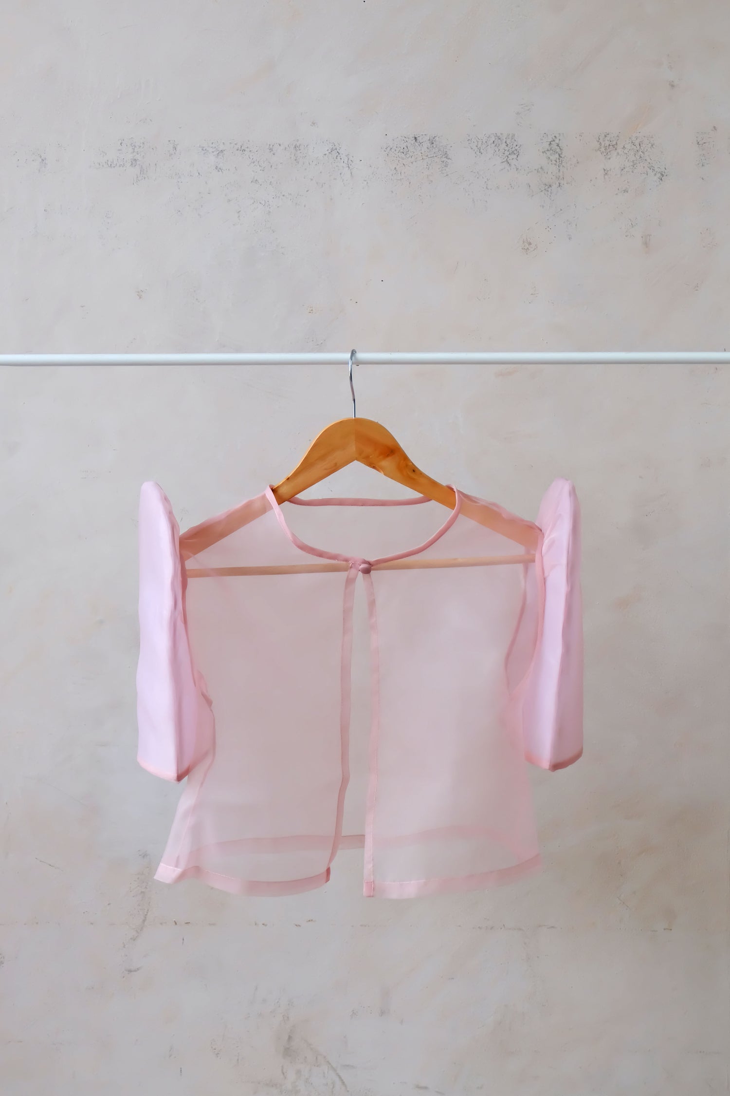 Modern Filipiniana-Sheer Butterfly Sleeve Bolero - Pale Pink - Size S - Narra Studio-available in NYC USA