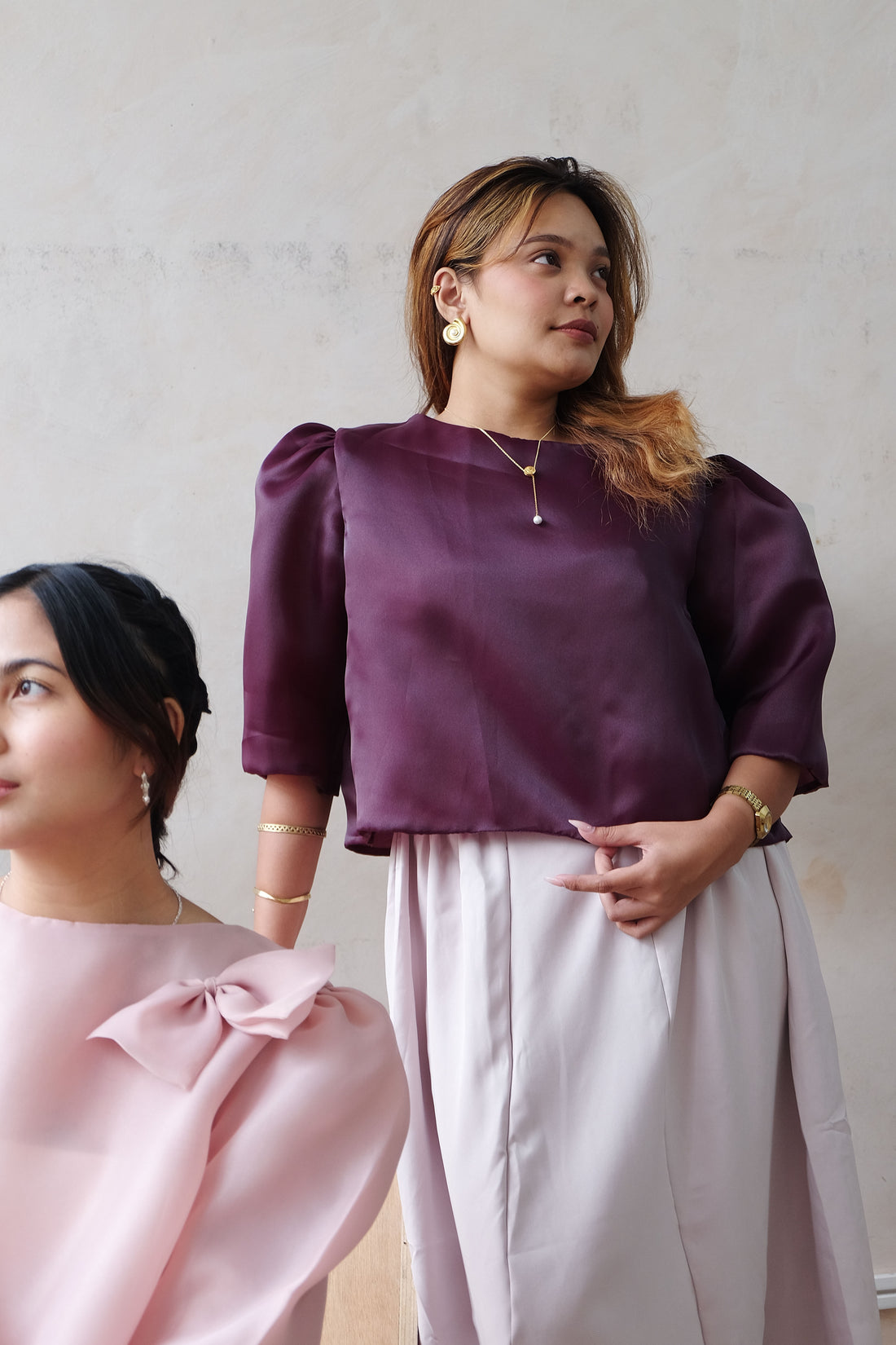 Sheer Filipiniana Camisa Blouse - Plum