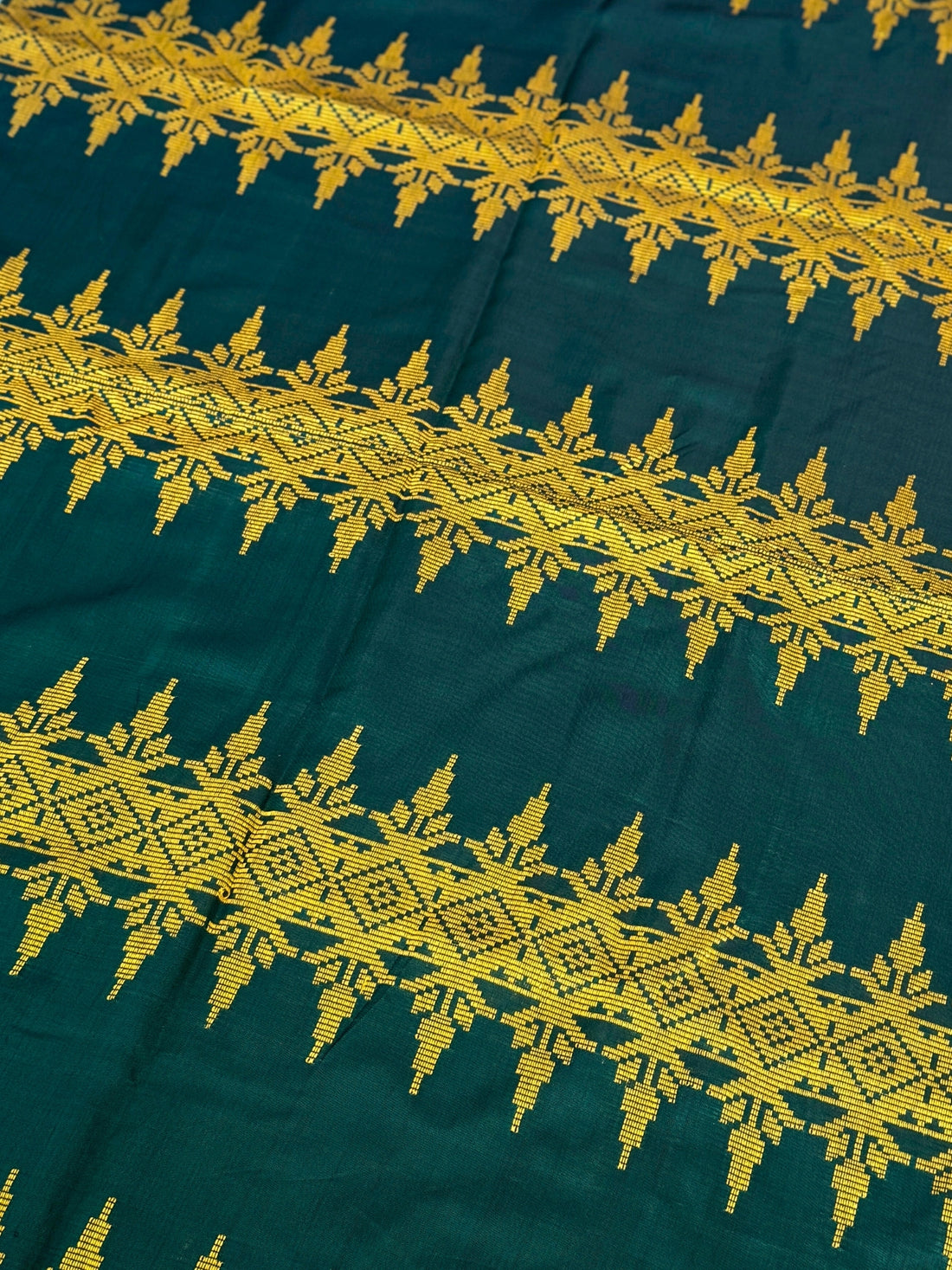 Handwoven Malong - Dark Teal and Gold