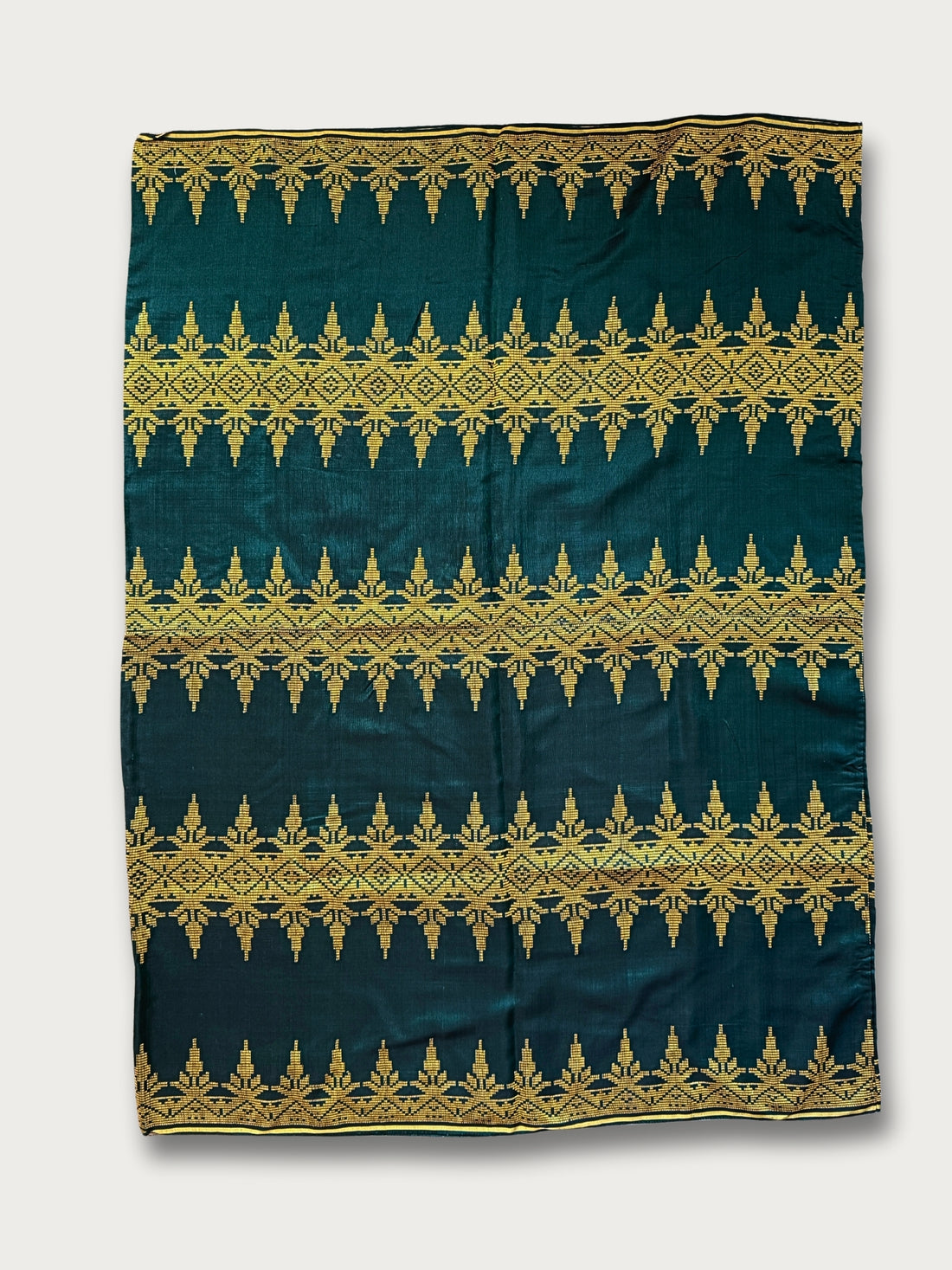 Handwoven Malong - Dark Teal and Gold