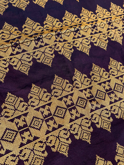 Handwoven Malong - Deep Plum and Gold